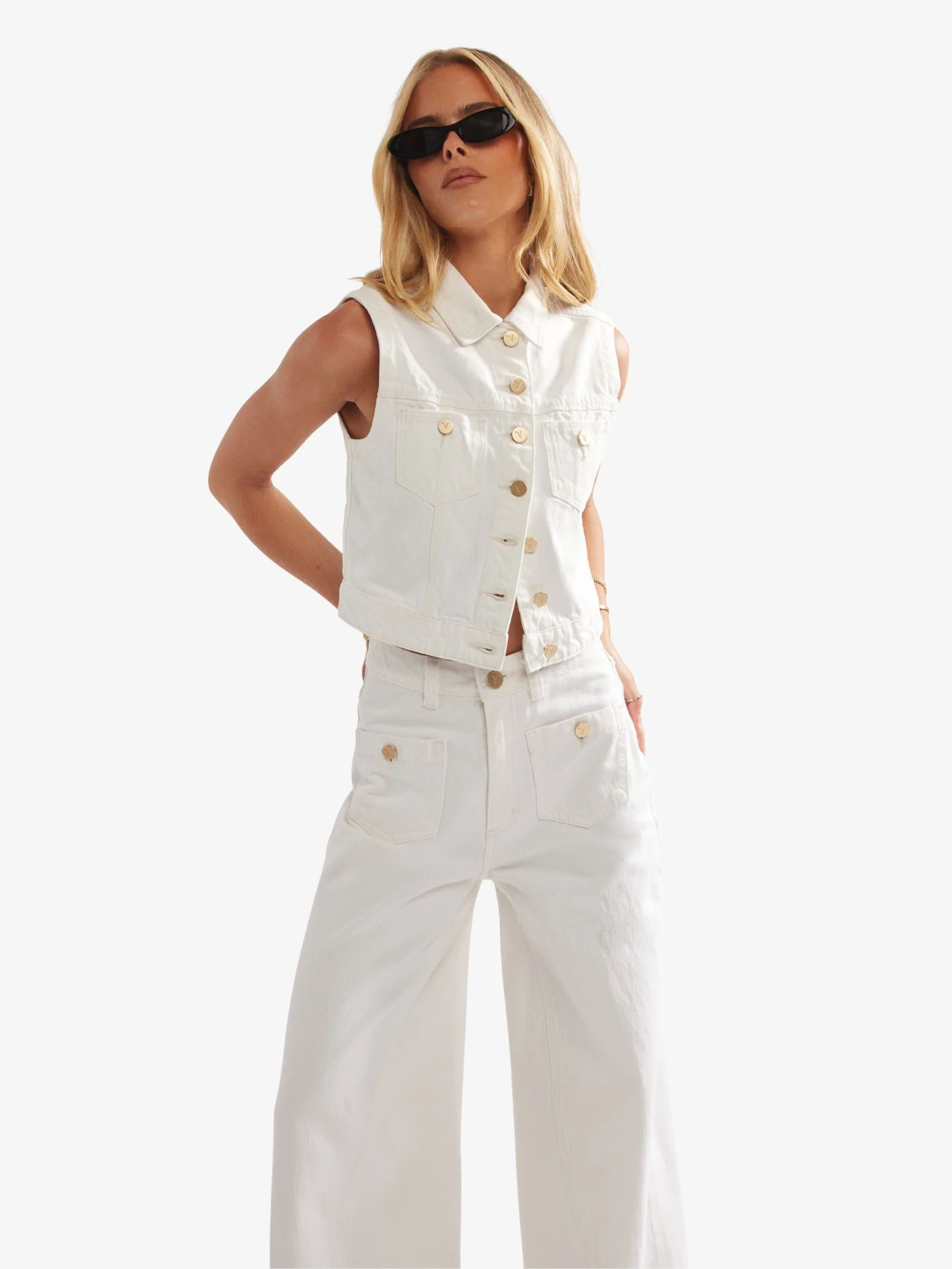 94 Super Wide White Gold Jeans - Image 2