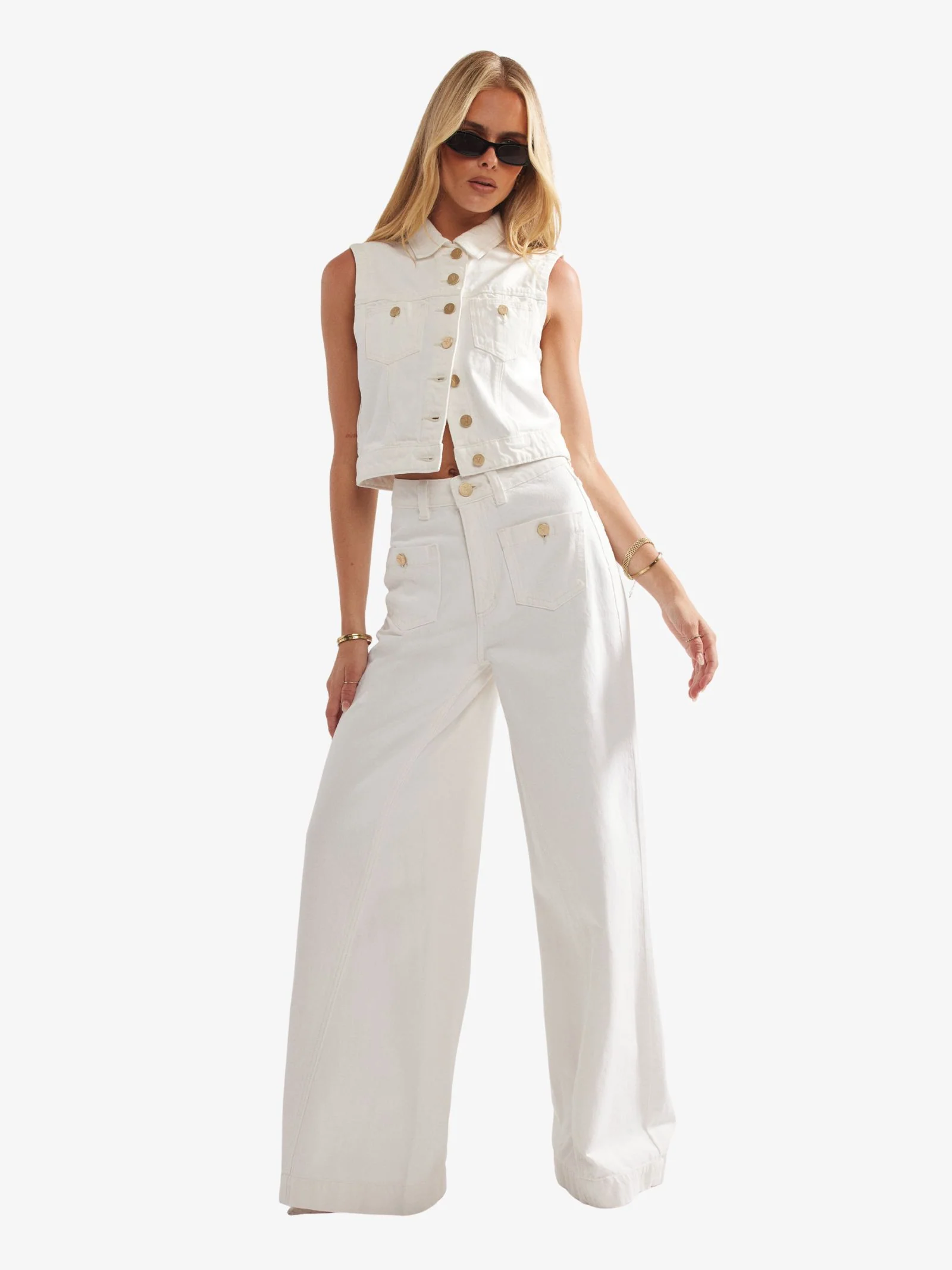 94 Super Wide White Gold Jeans - Image 3