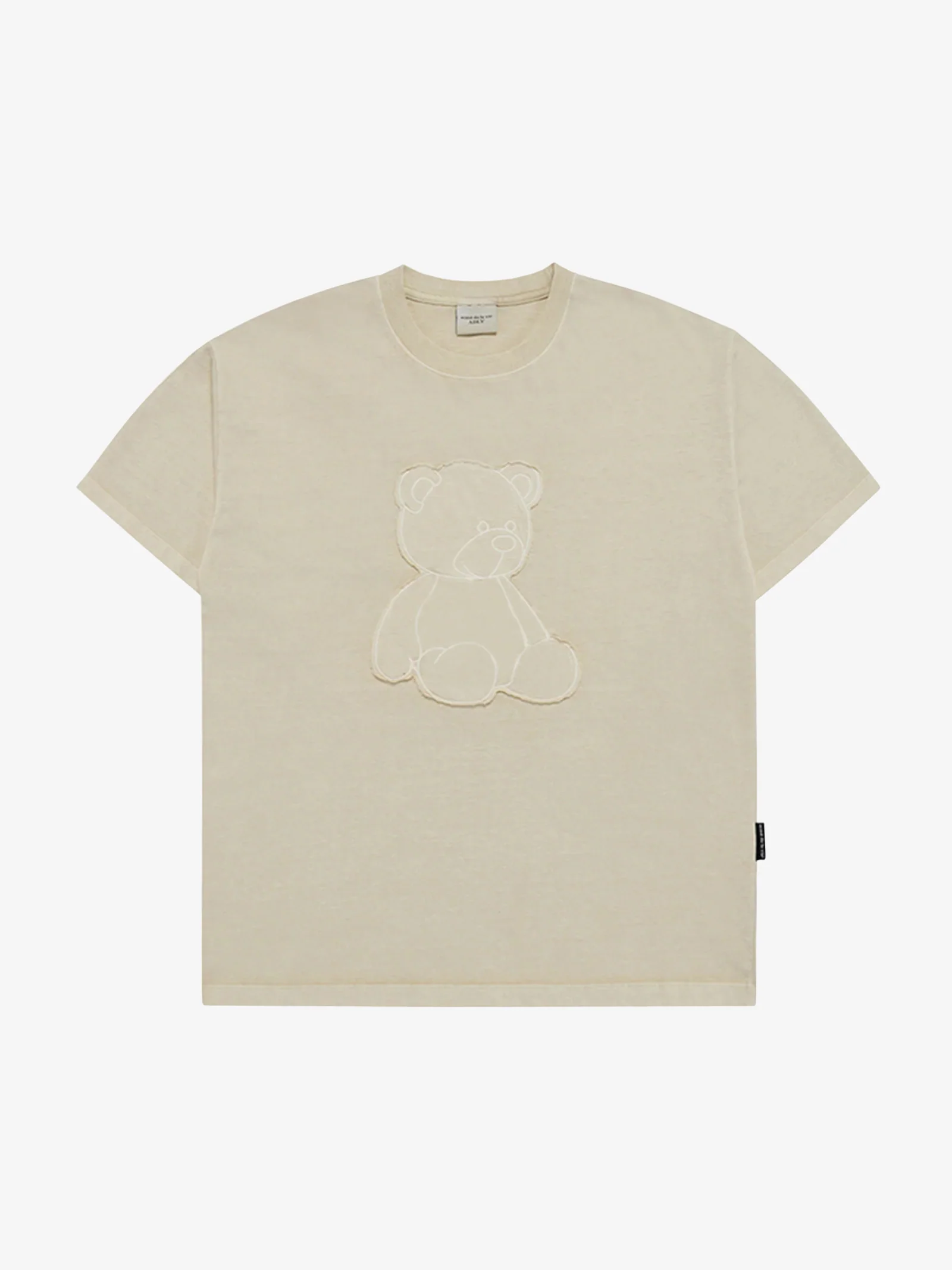 Bear Applique Pigment Washing Short Sleeve T-Shirt - Image 2