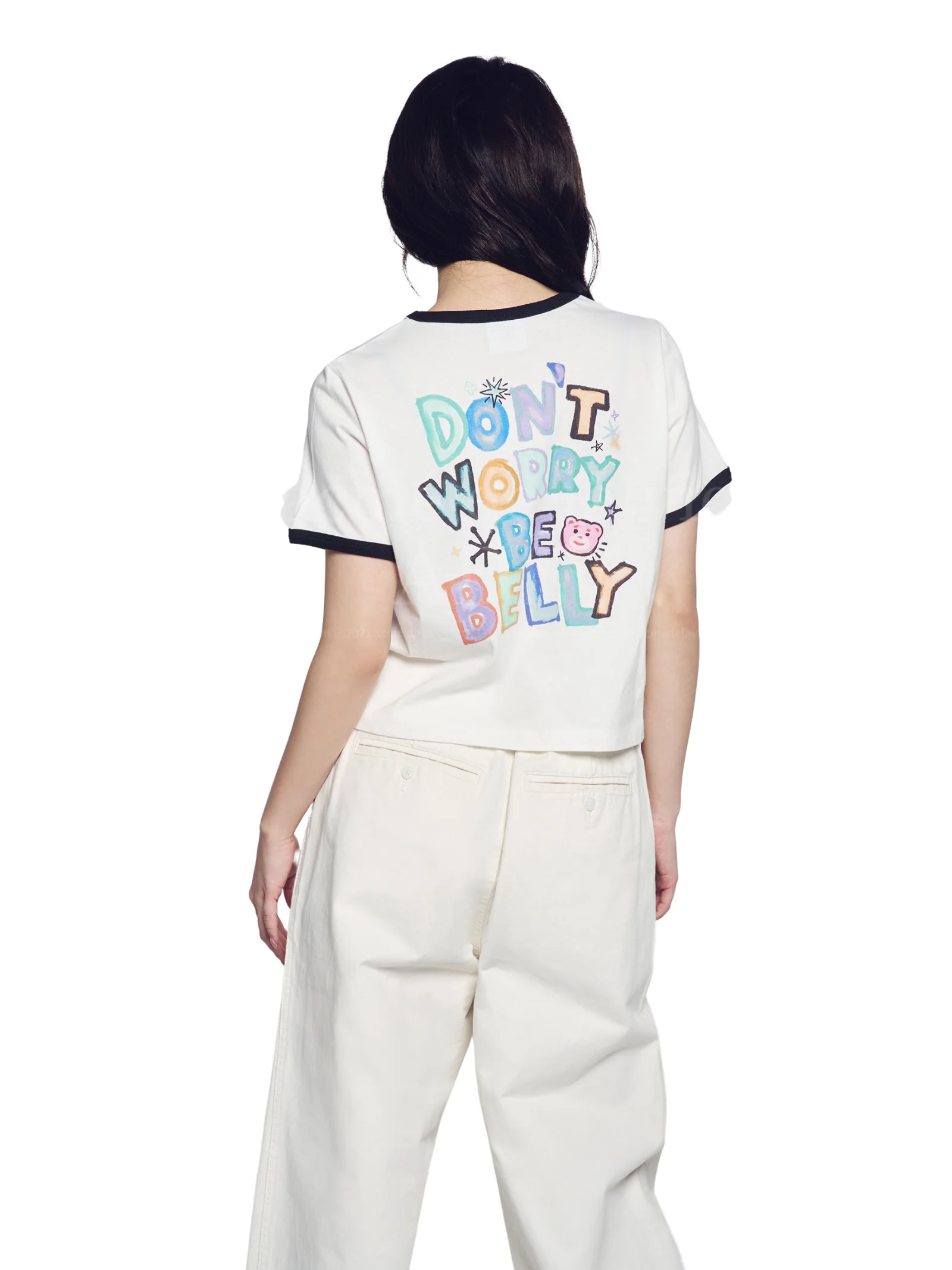 Belly Collage Logo Crop Short Sleeve T-Shirt - Image 3