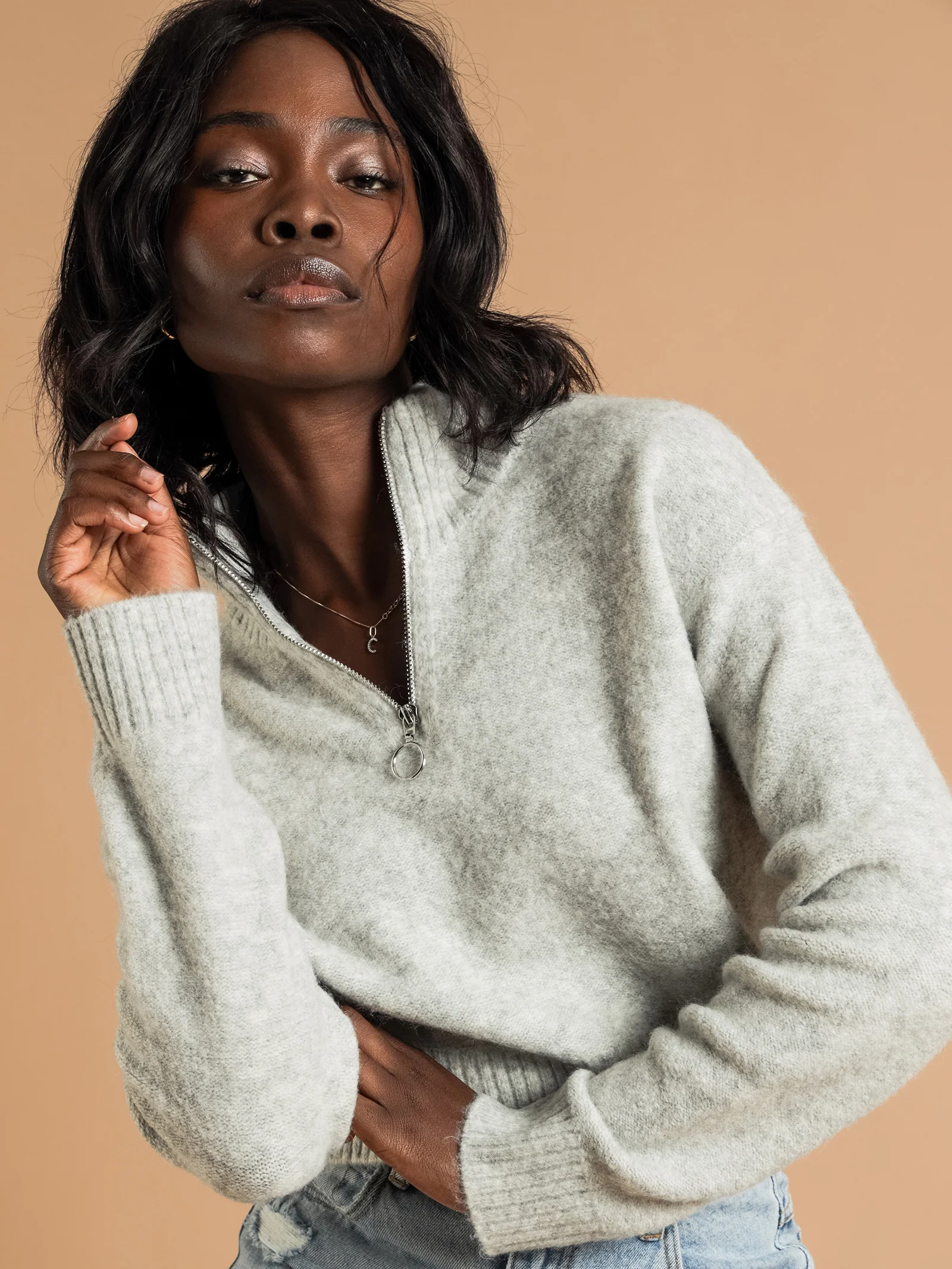 Aiden Zip Up Knit Jumper - Image 2