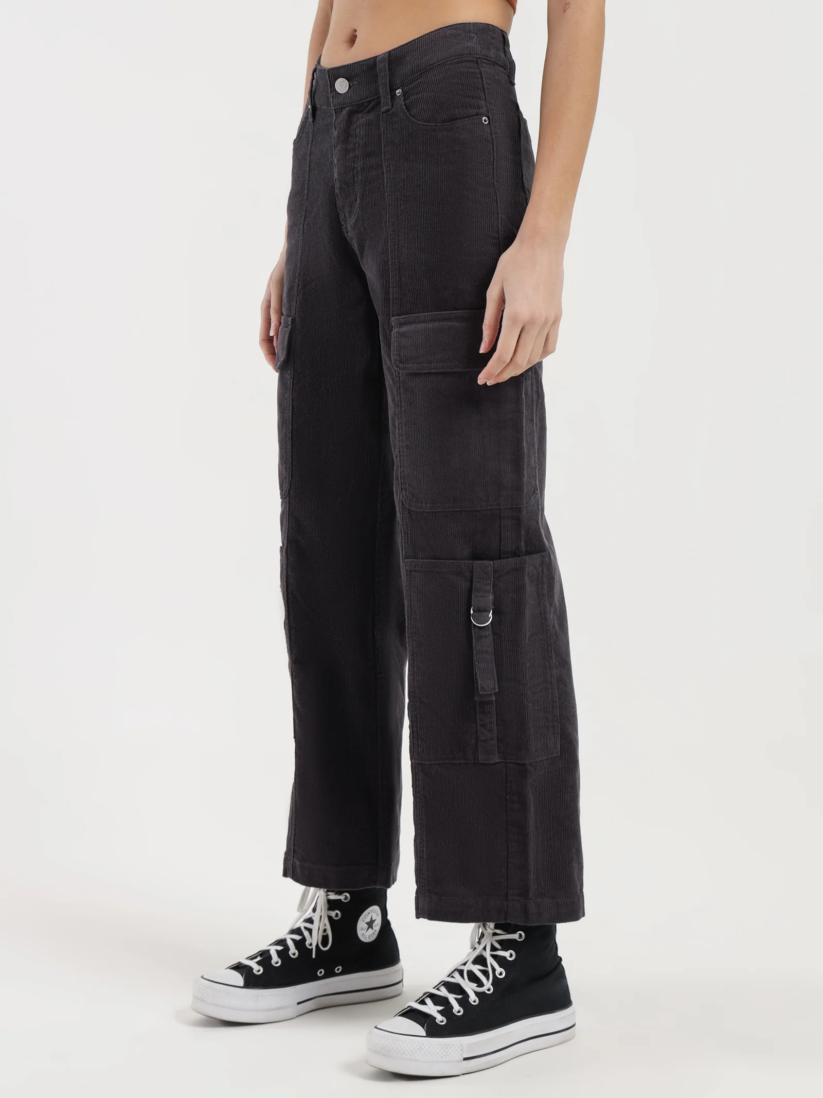 Aila Low Rise Cord Cargo Pants - Image 3