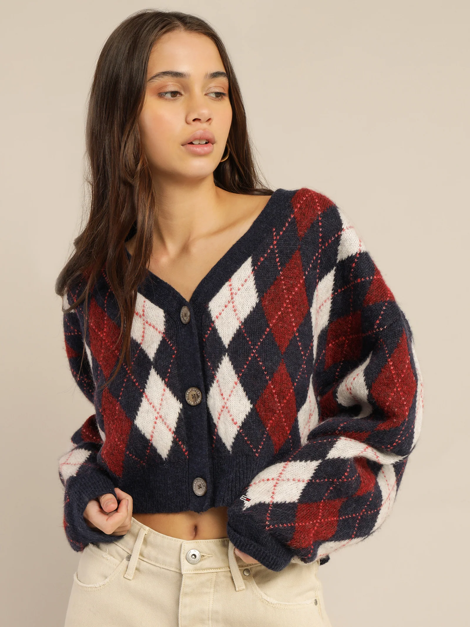 Argyle Cropped Cardigan - Image 2