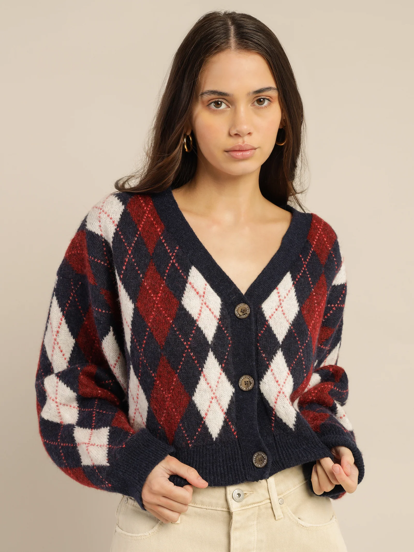 Argyle Cropped Cardigan - Image 4