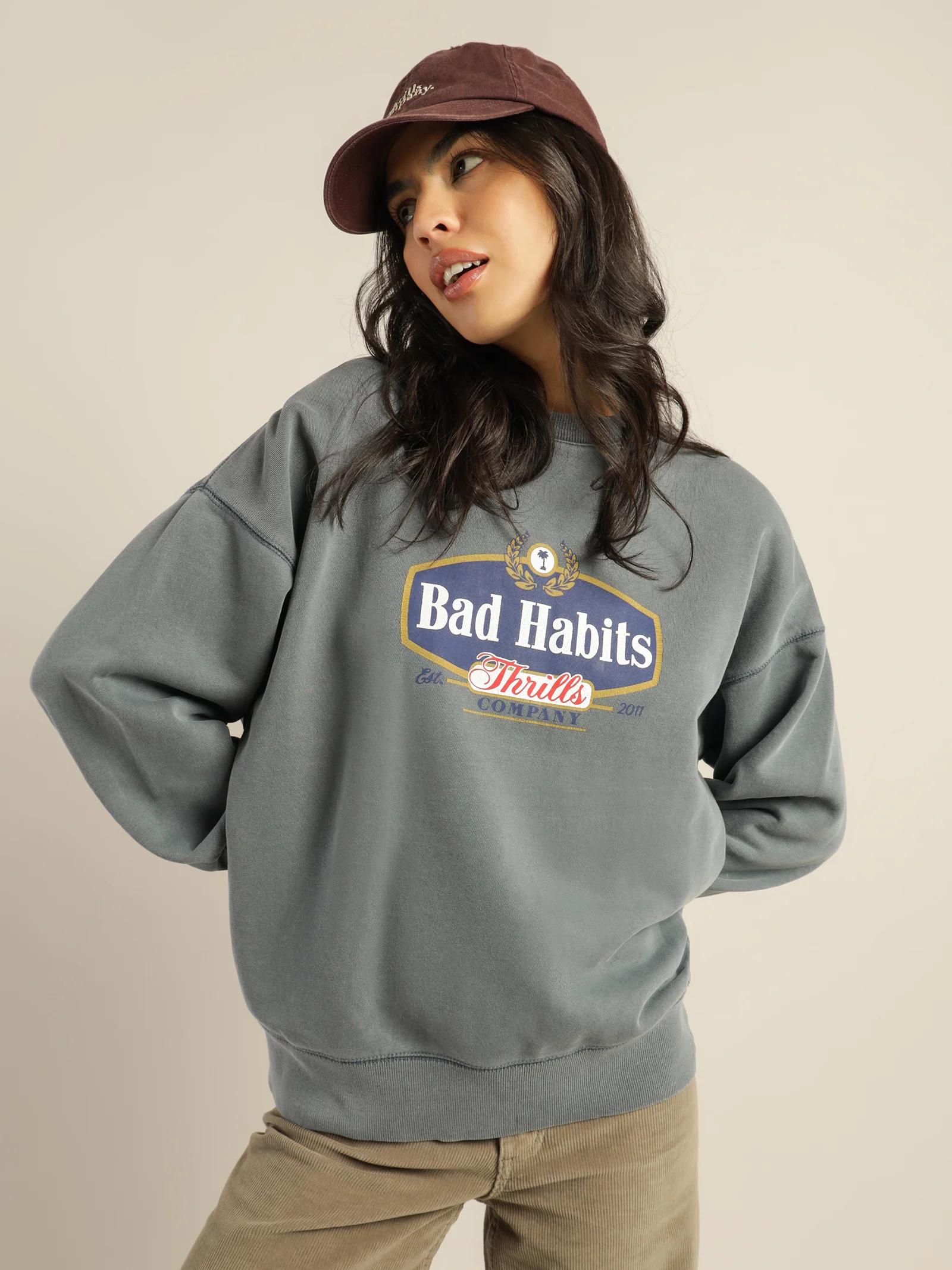 Bad Habits Die Hard Slouch Crew - Image 3