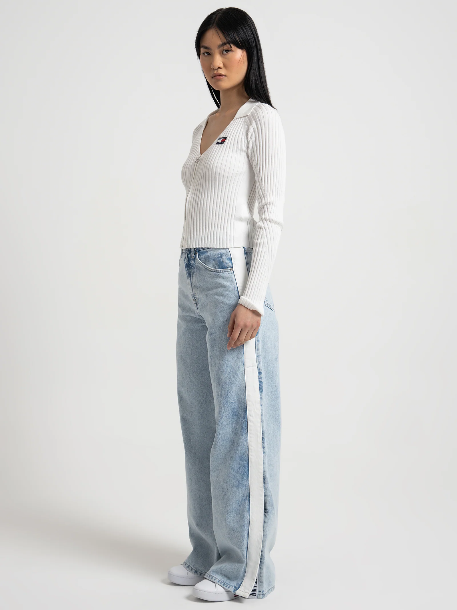 Badge Ribbed Zip Through Cardigan - Image 4