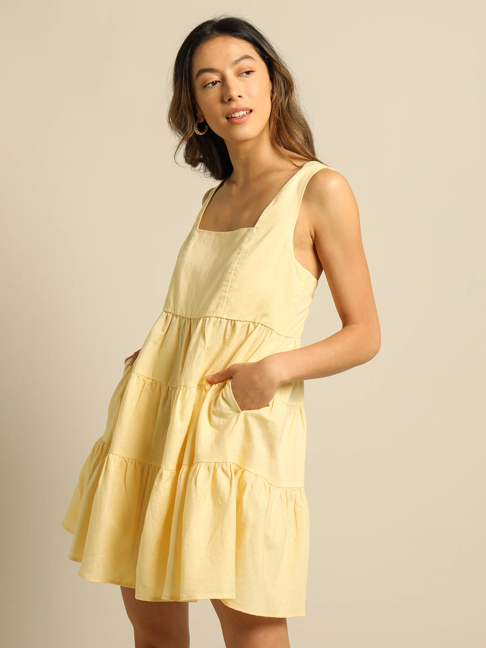 Brea Linen Mini Dress - Image 3