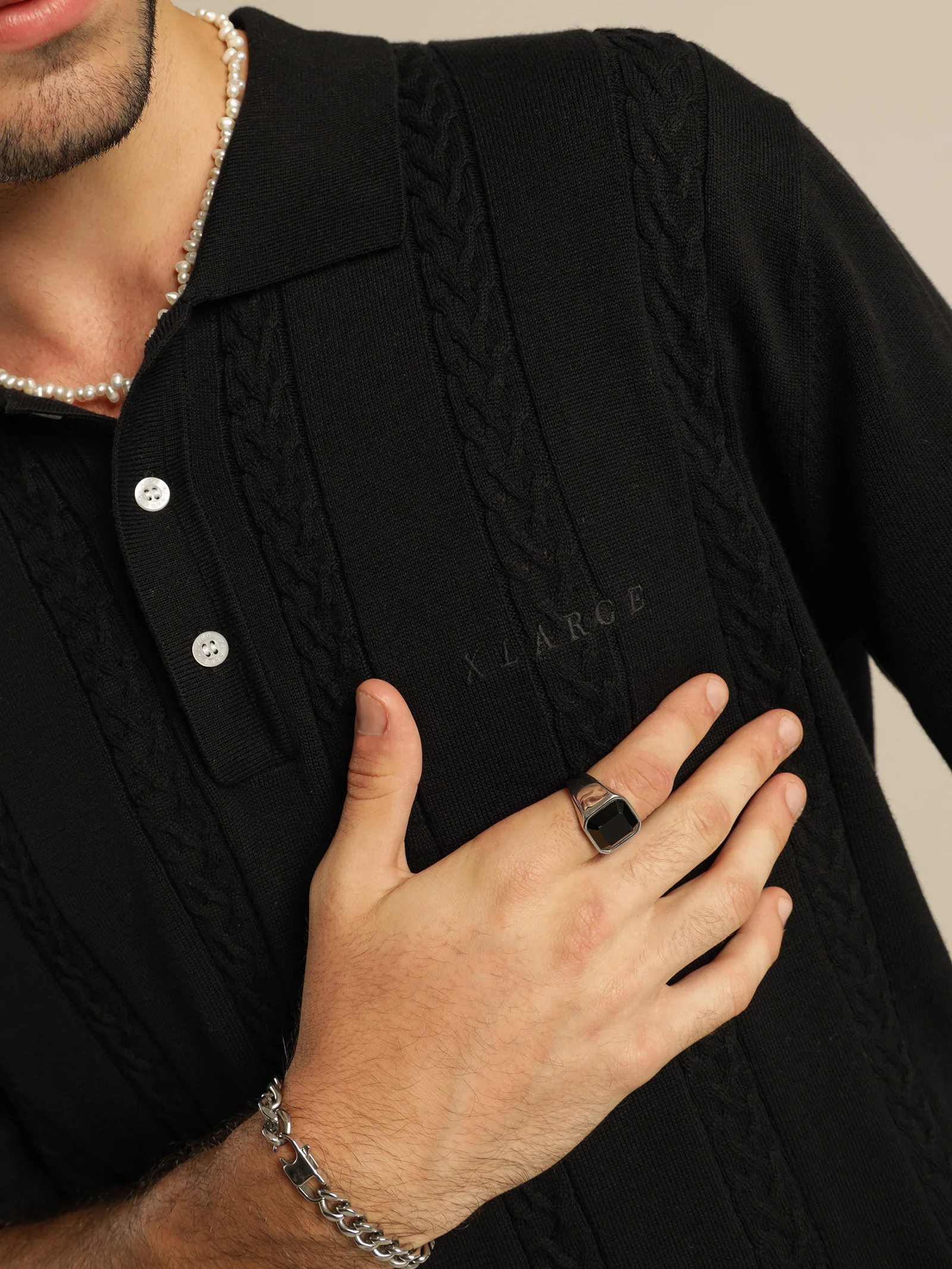 Cable Knit Short Sleeve Polo - Image 5