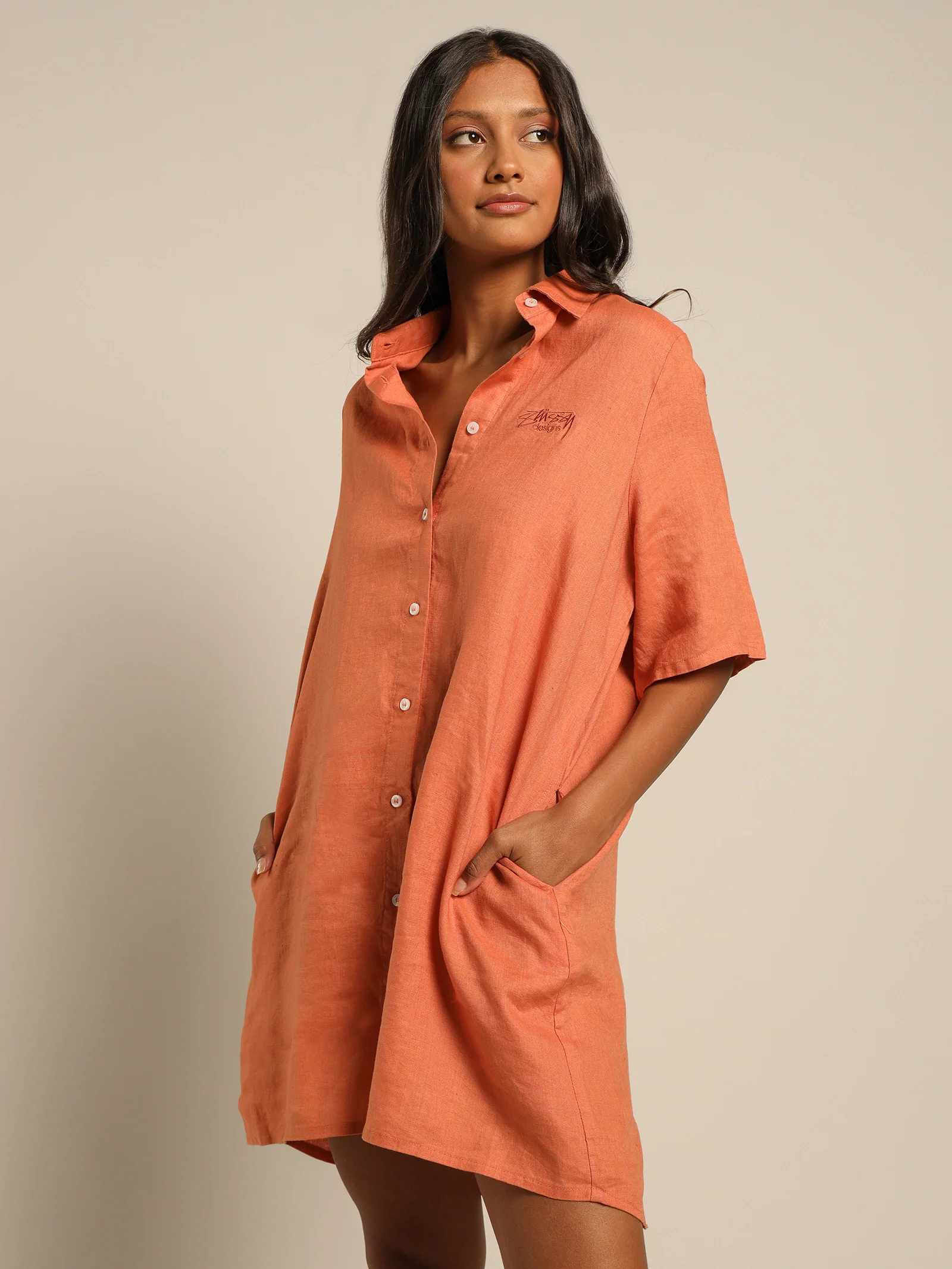 Cali Linen Shirt Dress - Image 3