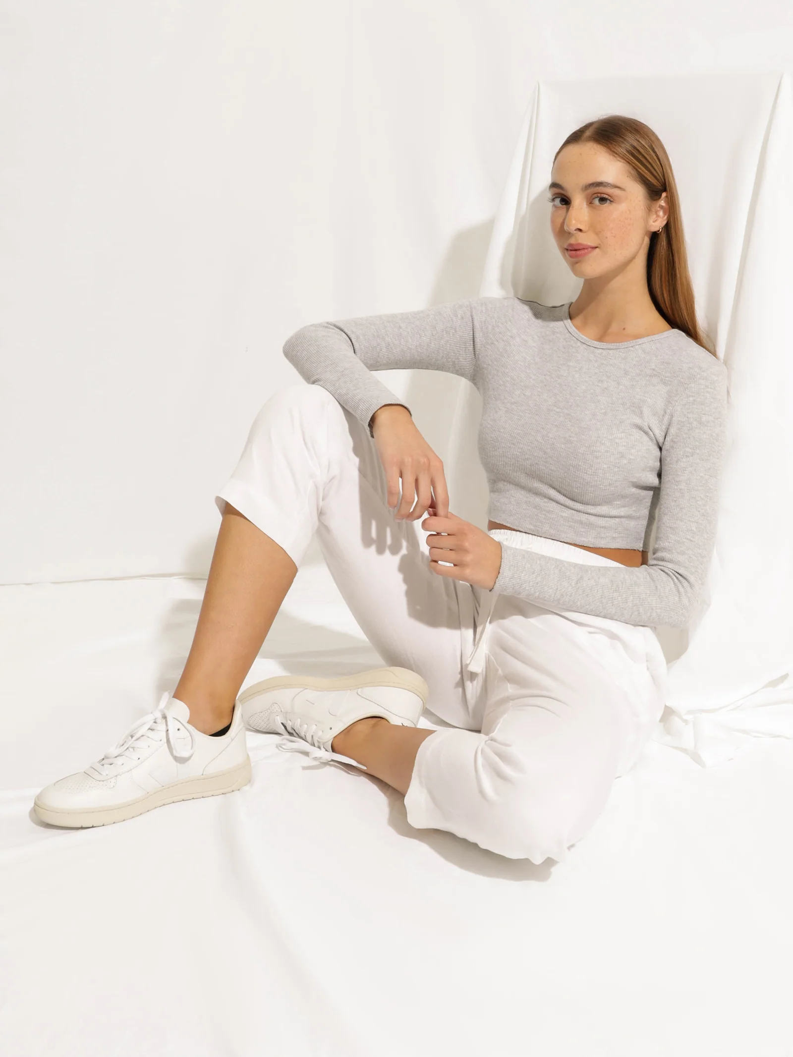 Cameron Basic Long Sleeve Waffle Crop - Image 2