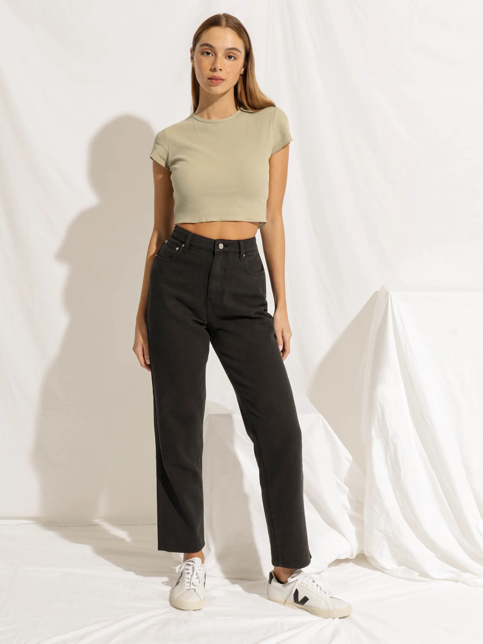Cameron Basic Waffle Crop T-Shirt - Image 2