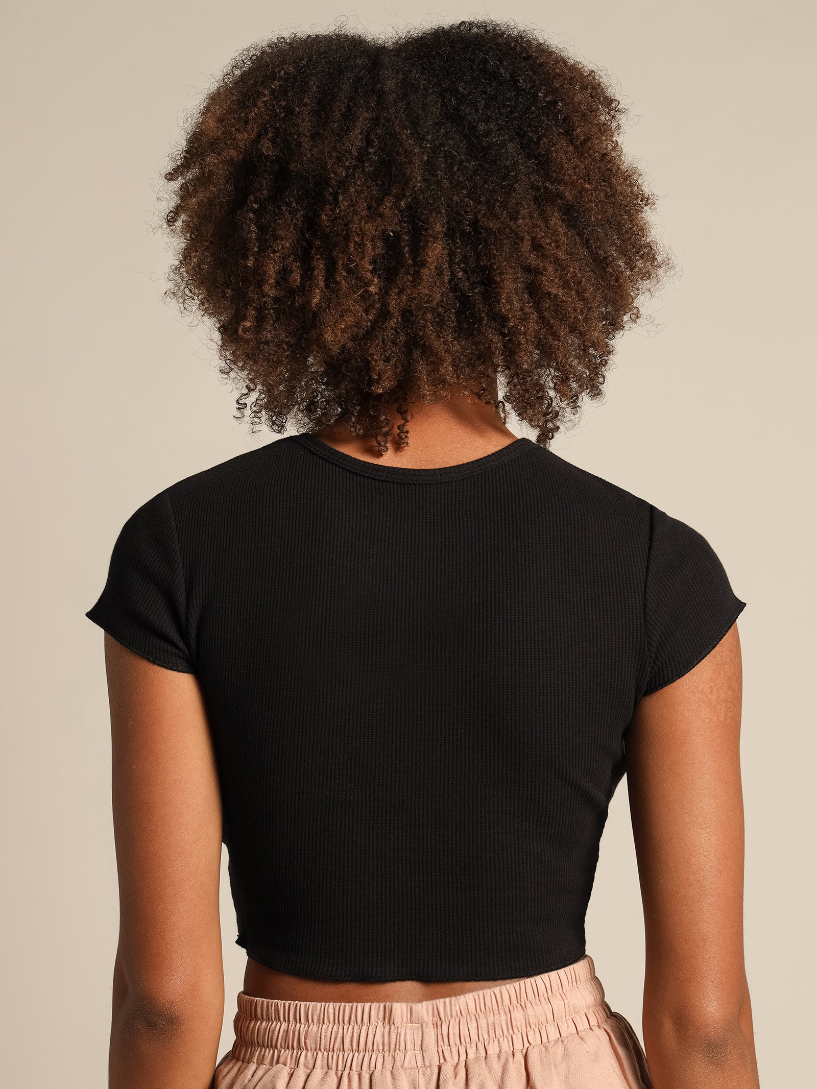 Cameron Basic Waffle Crop T-Shirt - Image 4
