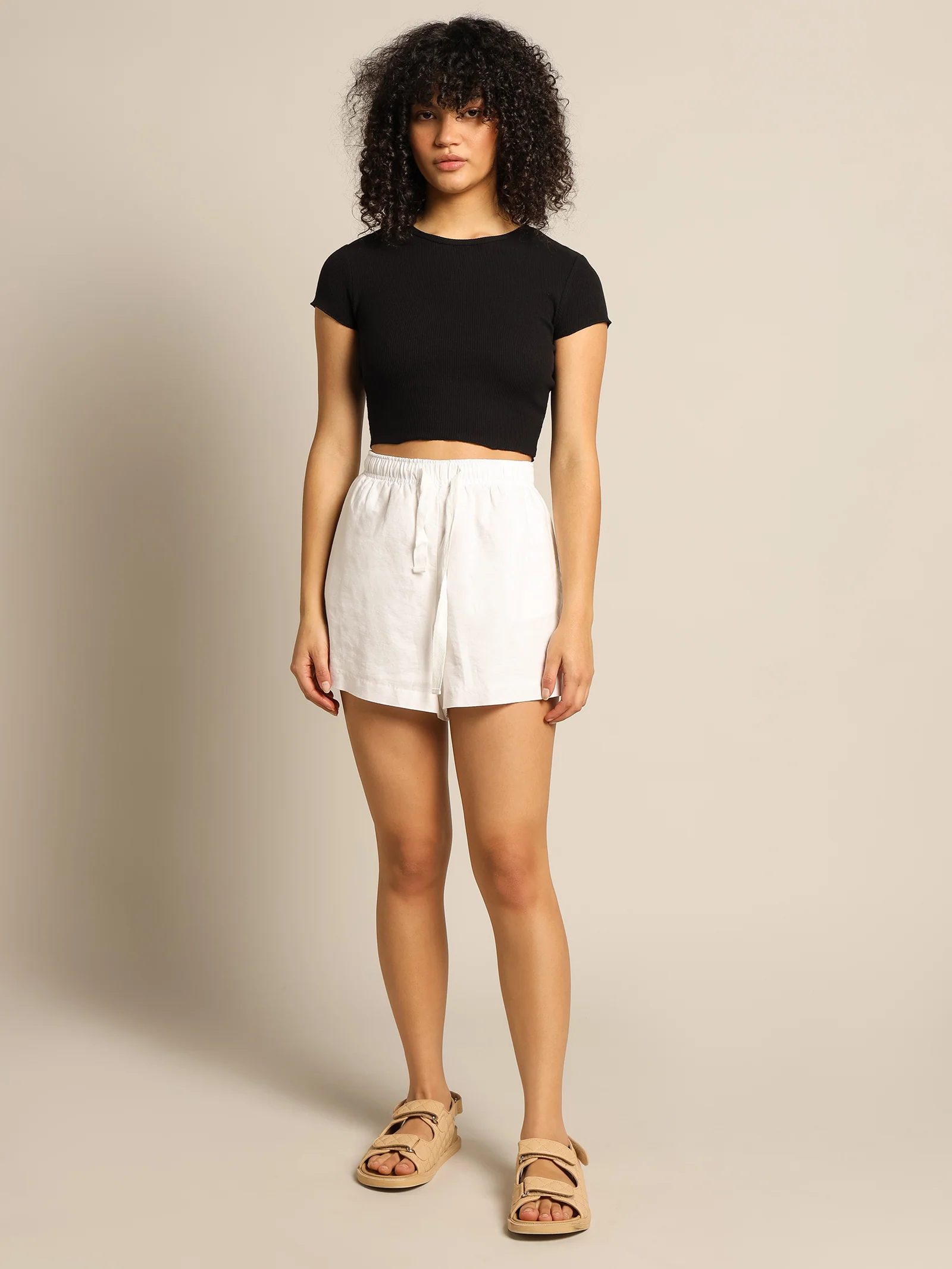 Cameron Basic Waffle Crop T-Shirt - Image 4
