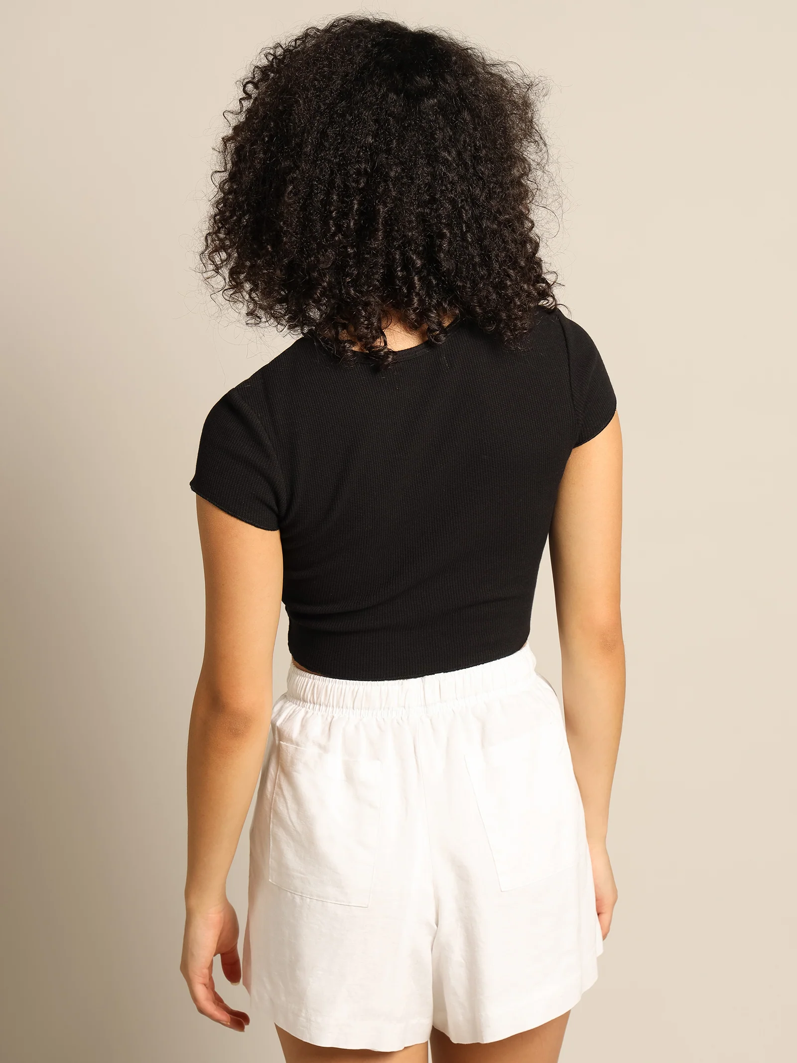 Cameron Basic Waffle Crop T-Shirt - Image 6
