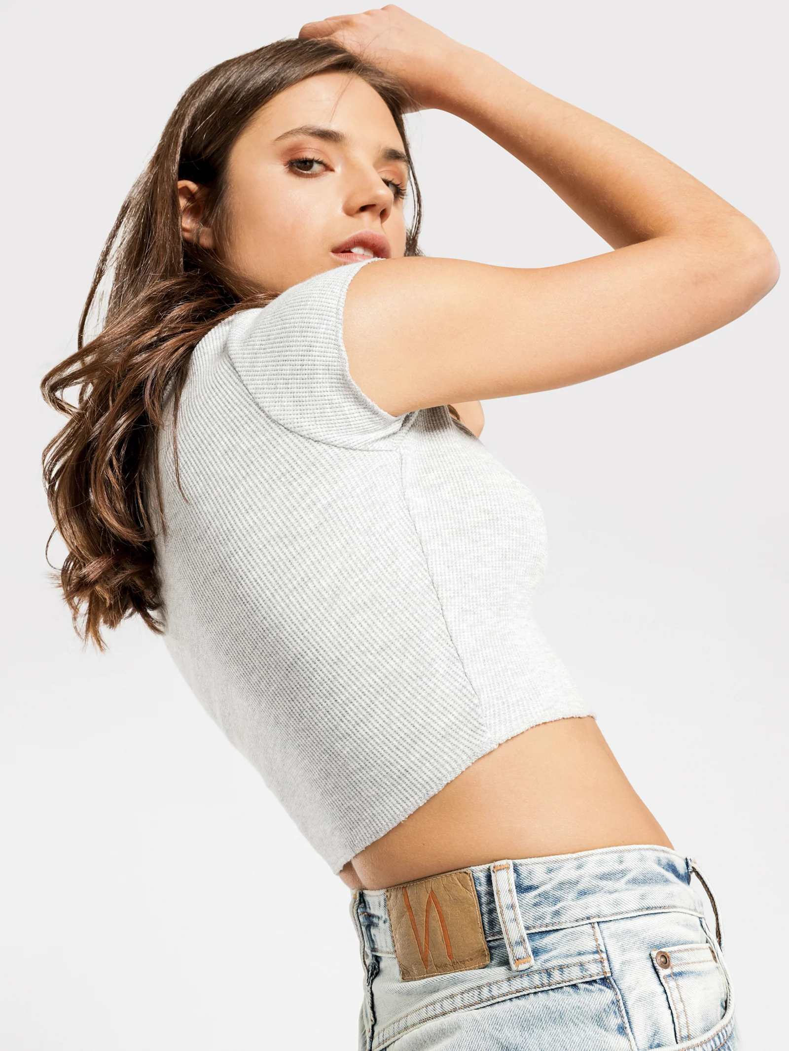 Cameron Basic Waffle Crop T-Shirt - Image 4