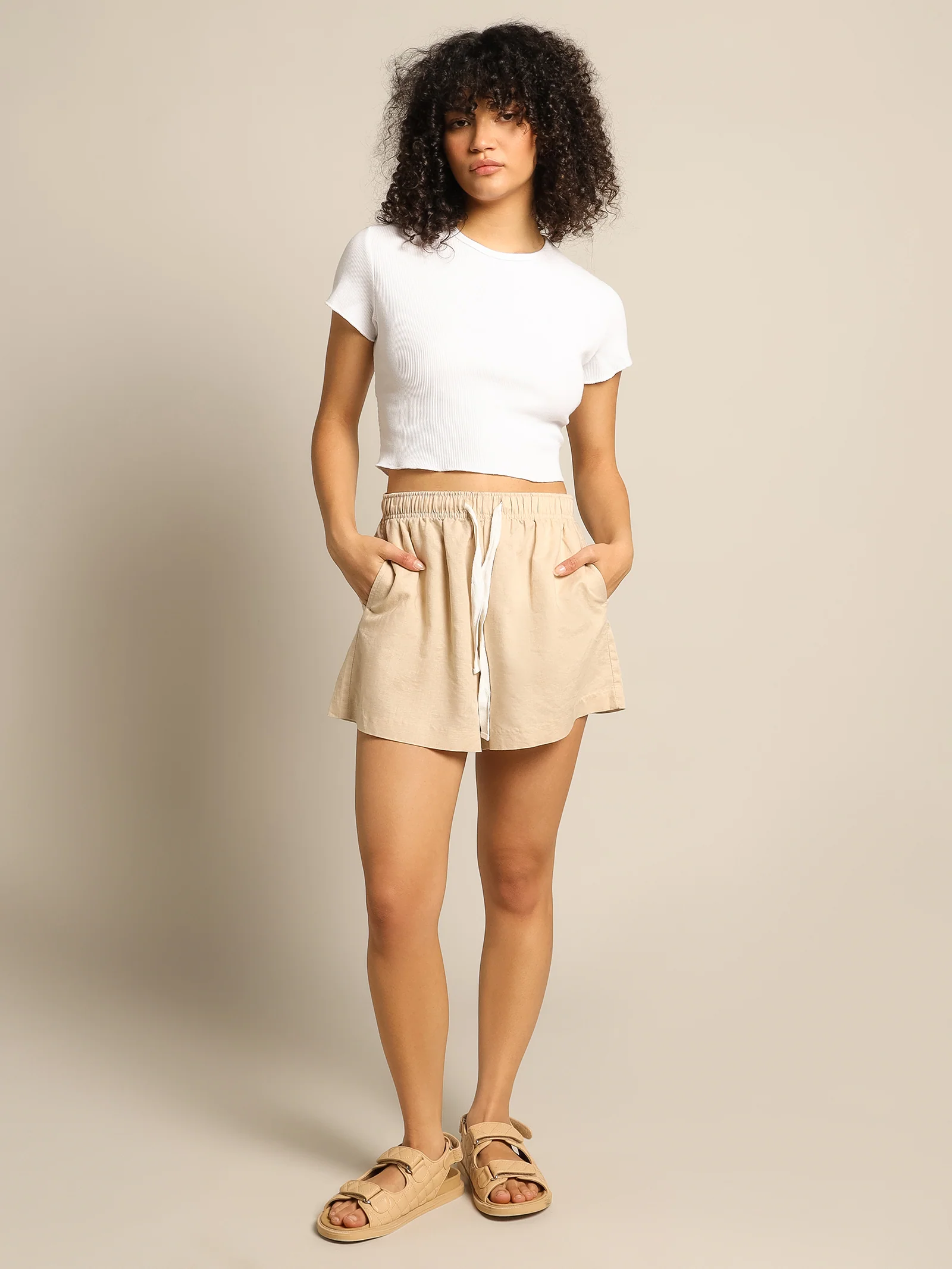 Cameron Basic Waffle Crop T-Shirt - Image 3