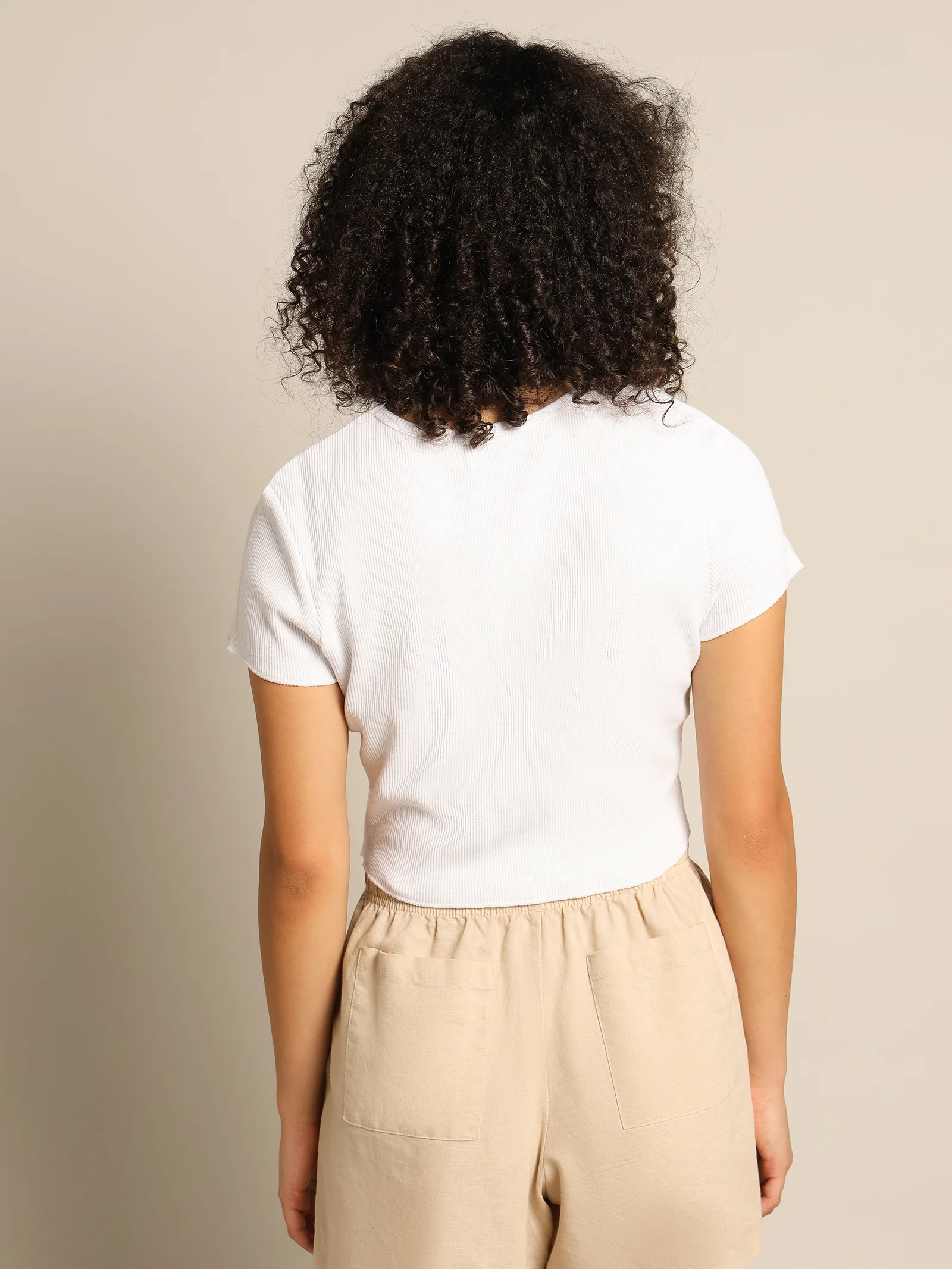 Cameron Basic Waffle Crop T-Shirt - Image 5