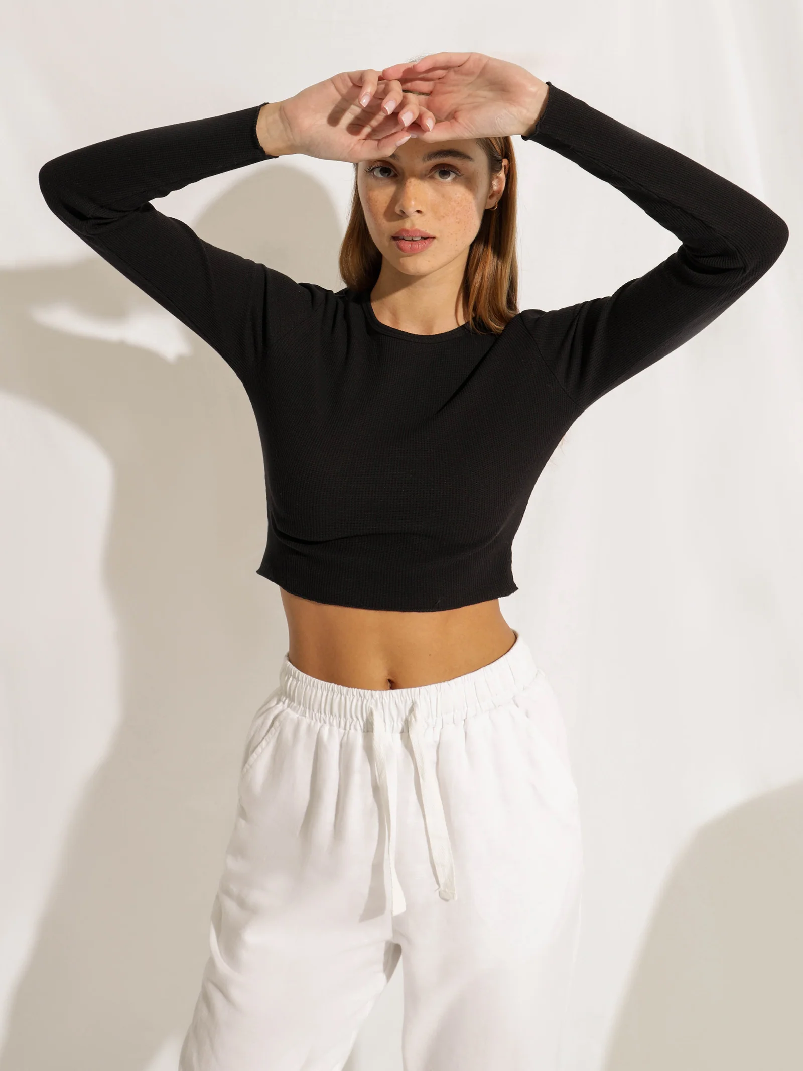 Cameron Long Sleeve Waffle Crop - Image 3
