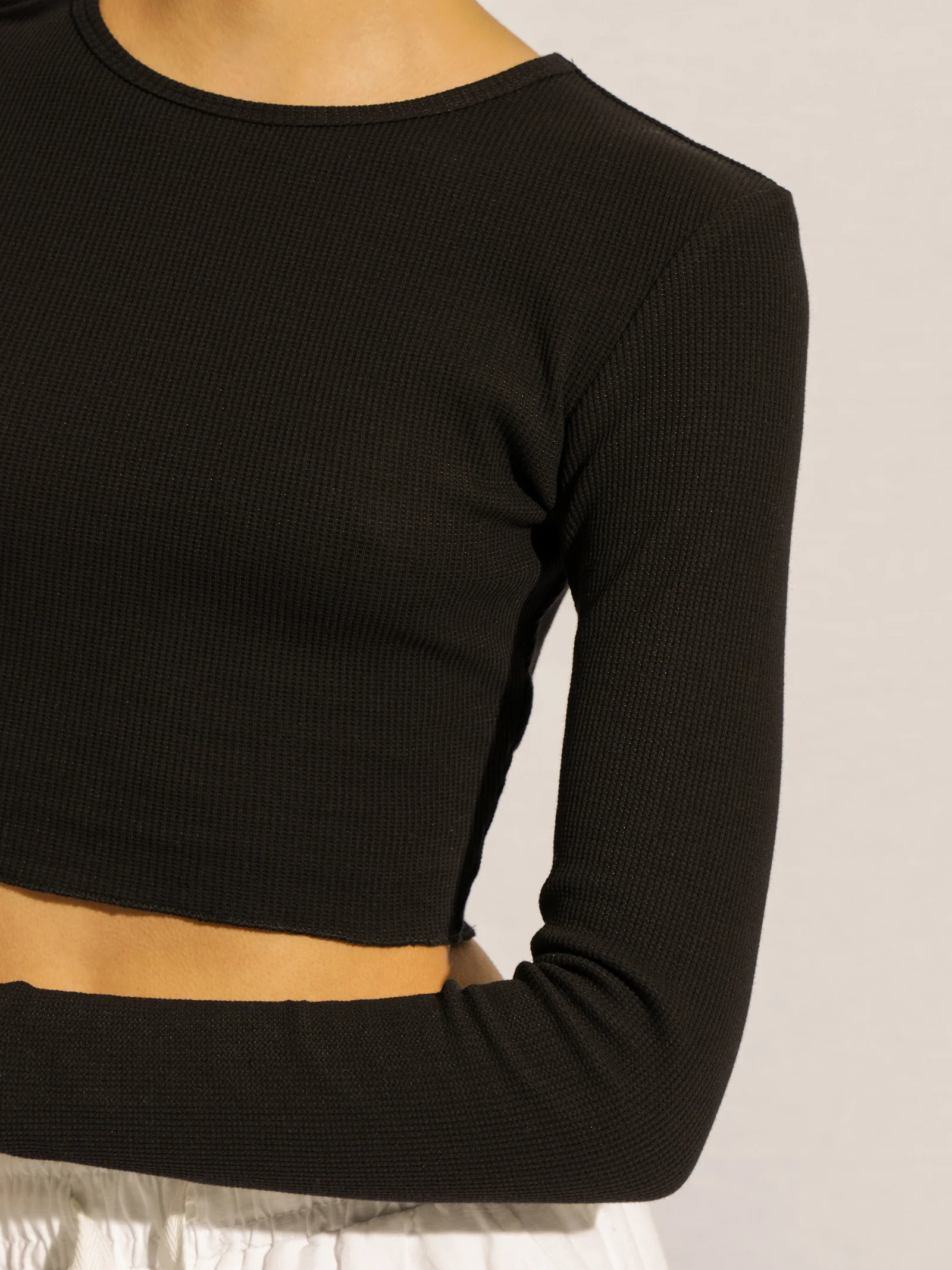 Cameron Waffle Crop Long Sleeve T-Shirt - Image 3
