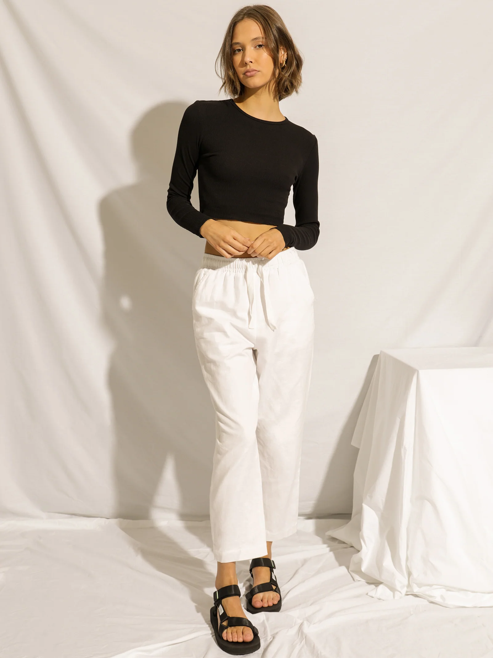 Cameron Waffle Crop Long Sleeve T-Shirt - Image 4