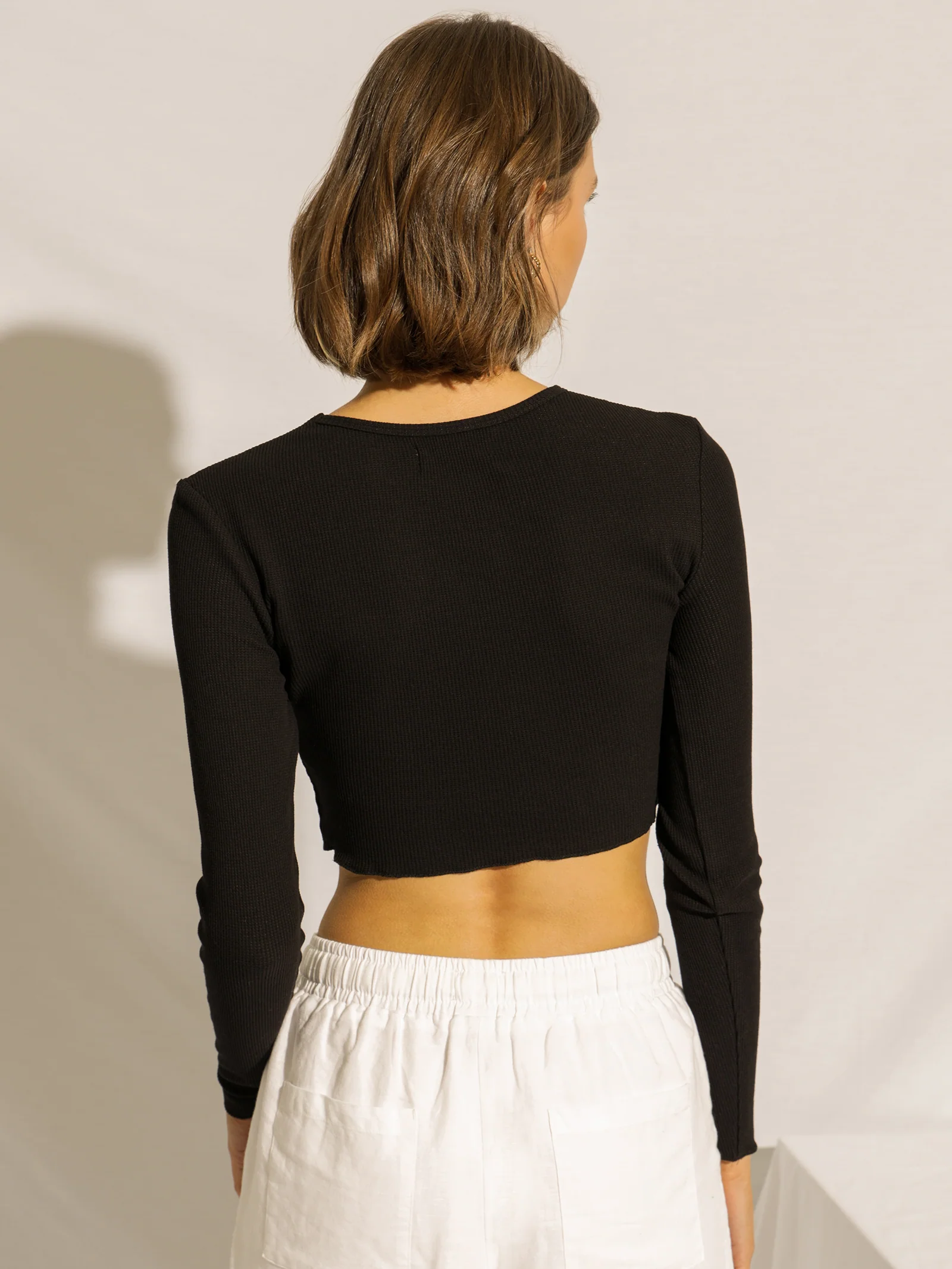 Cameron Waffle Crop Long Sleeve T-Shirt - Image 6