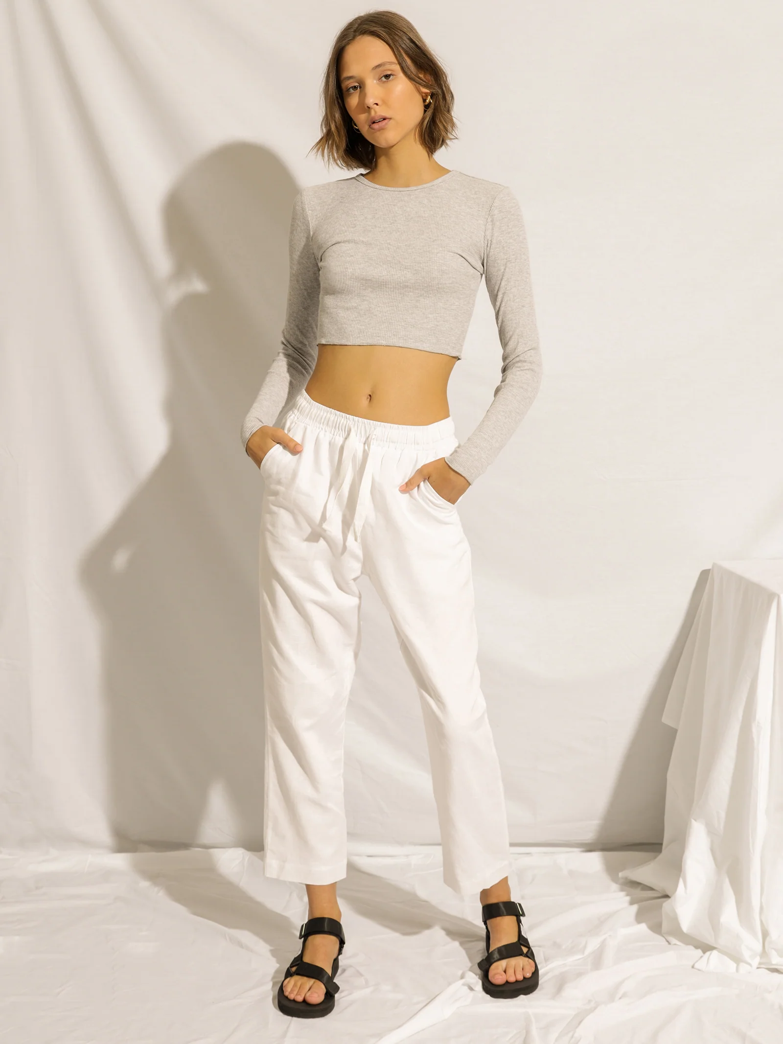 Cameron Waffle Crop Long Sleeve T-Shirt - Image 4