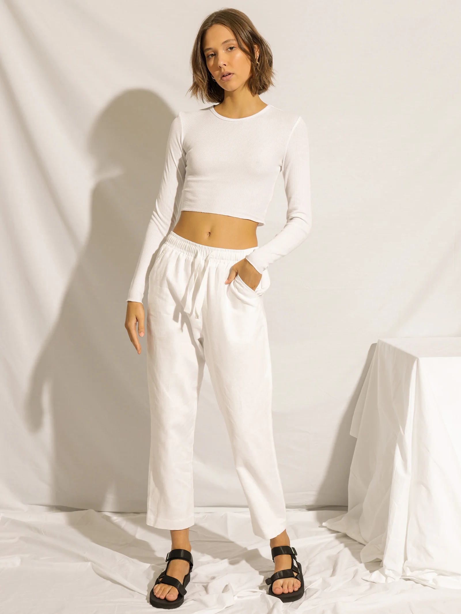 Cameron Waffle Crop Long Sleeve T-Shirt - Image 4