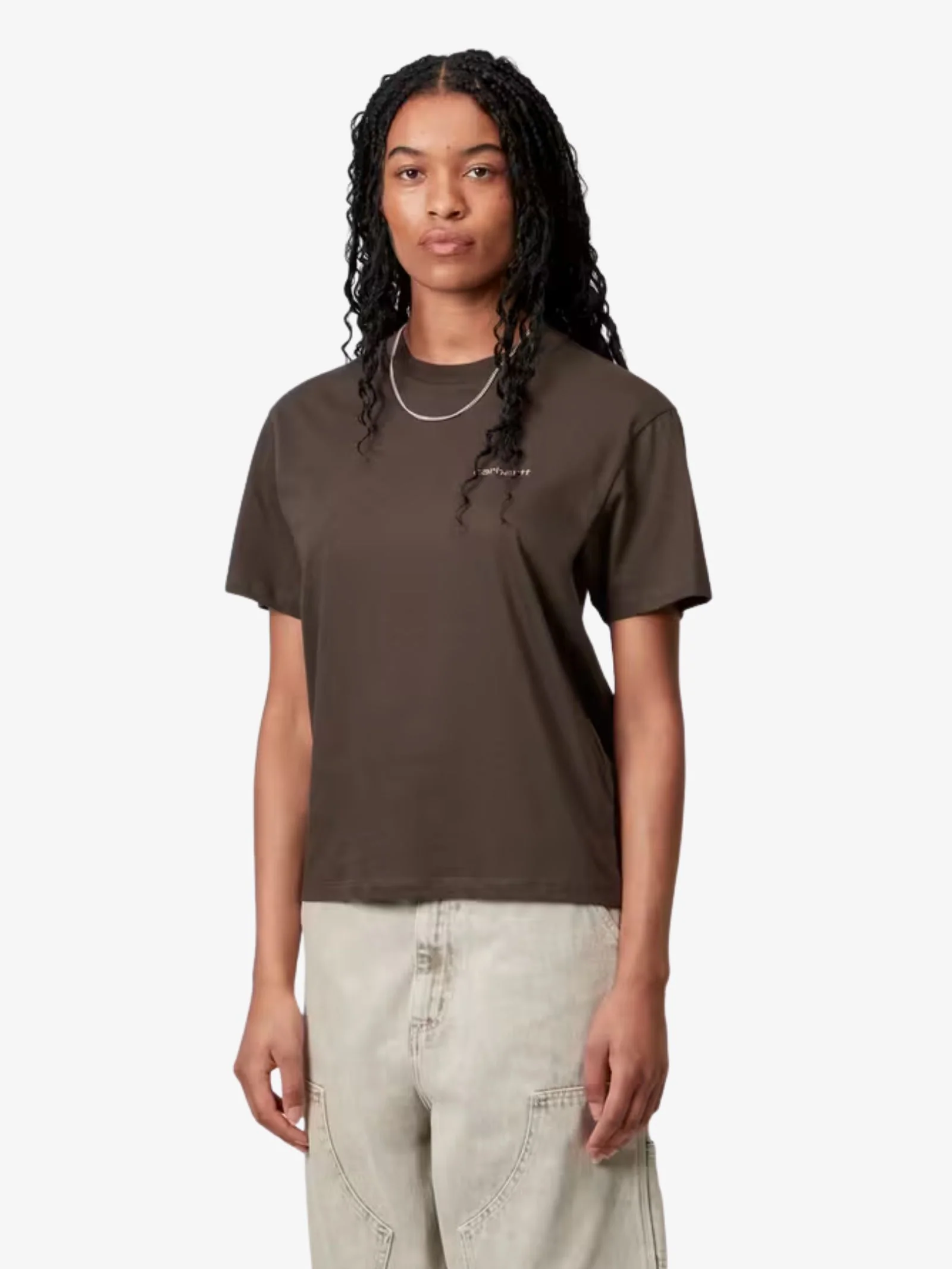 Women's Short Sleeve Script Embroidery T-Shirt - Image 2