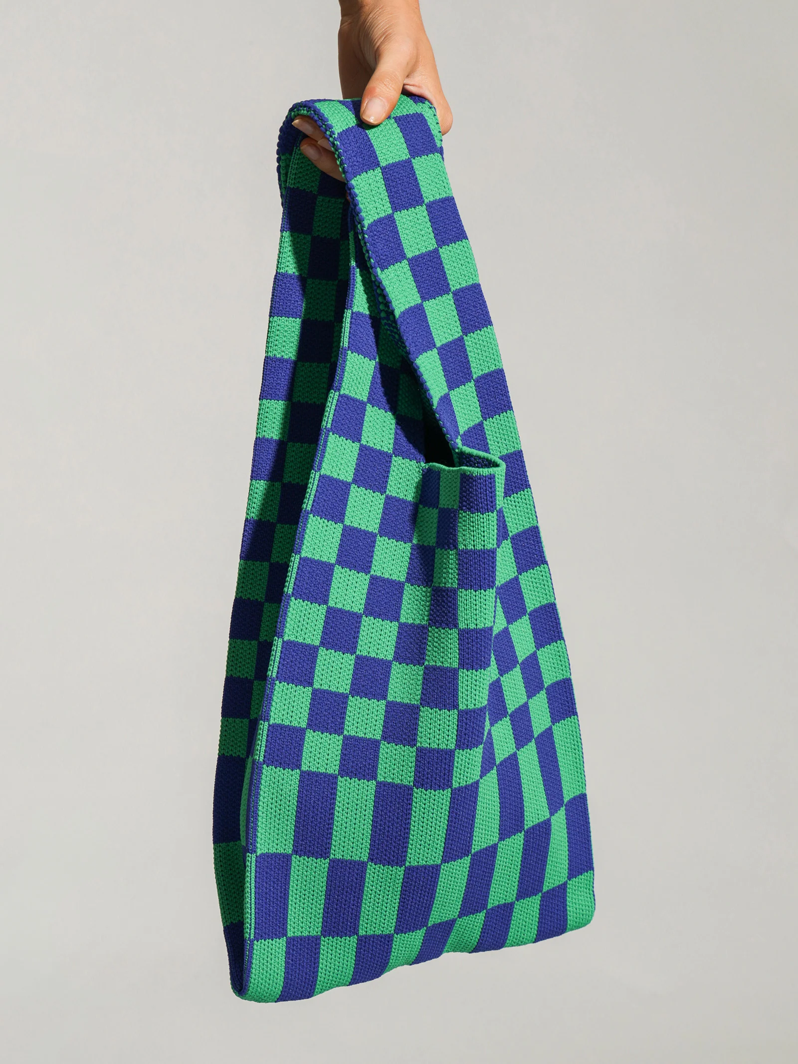 Check Knit Tote Bag - Image 2