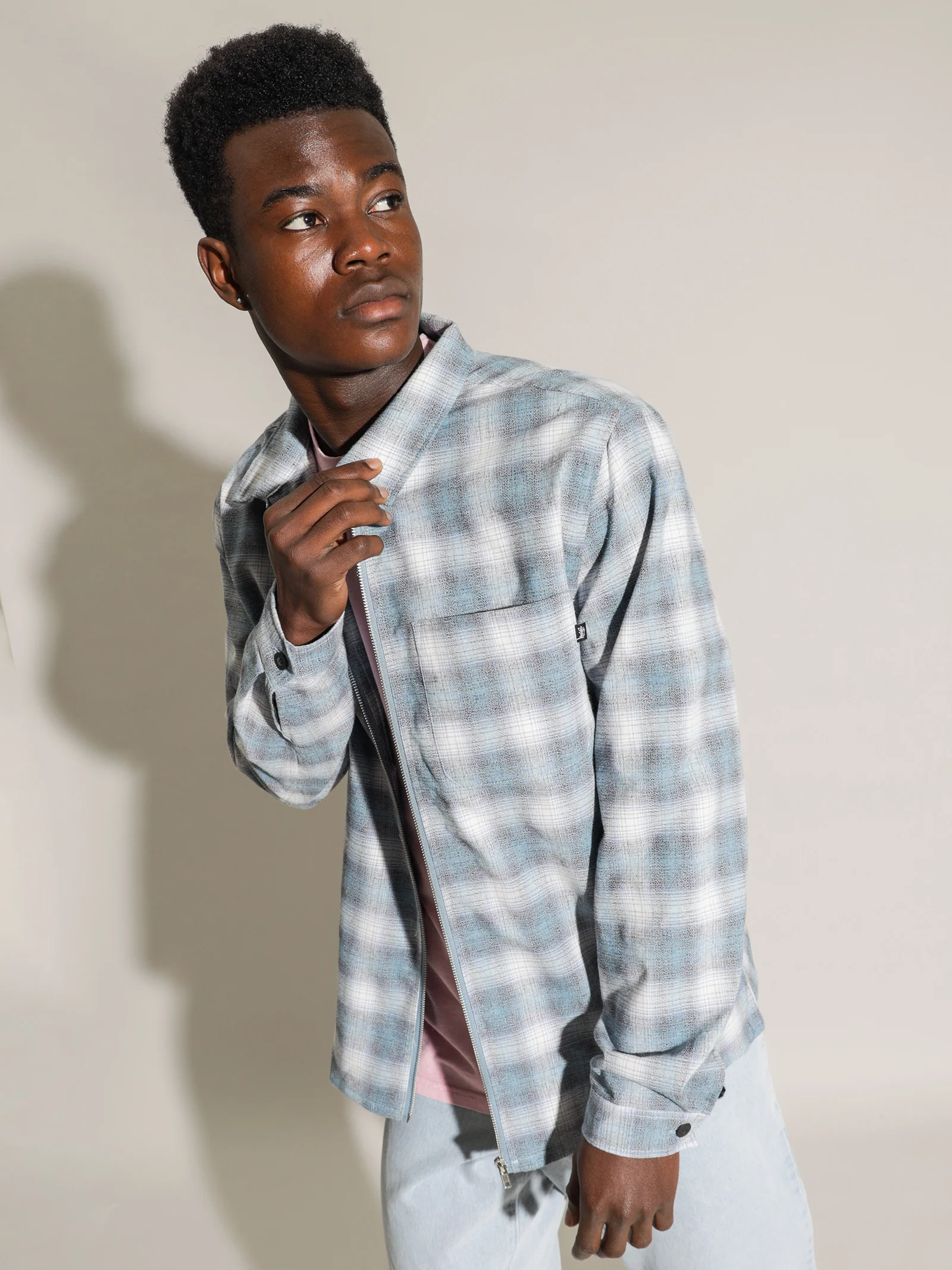 Check Long Sleeve Zip Up - Image 3