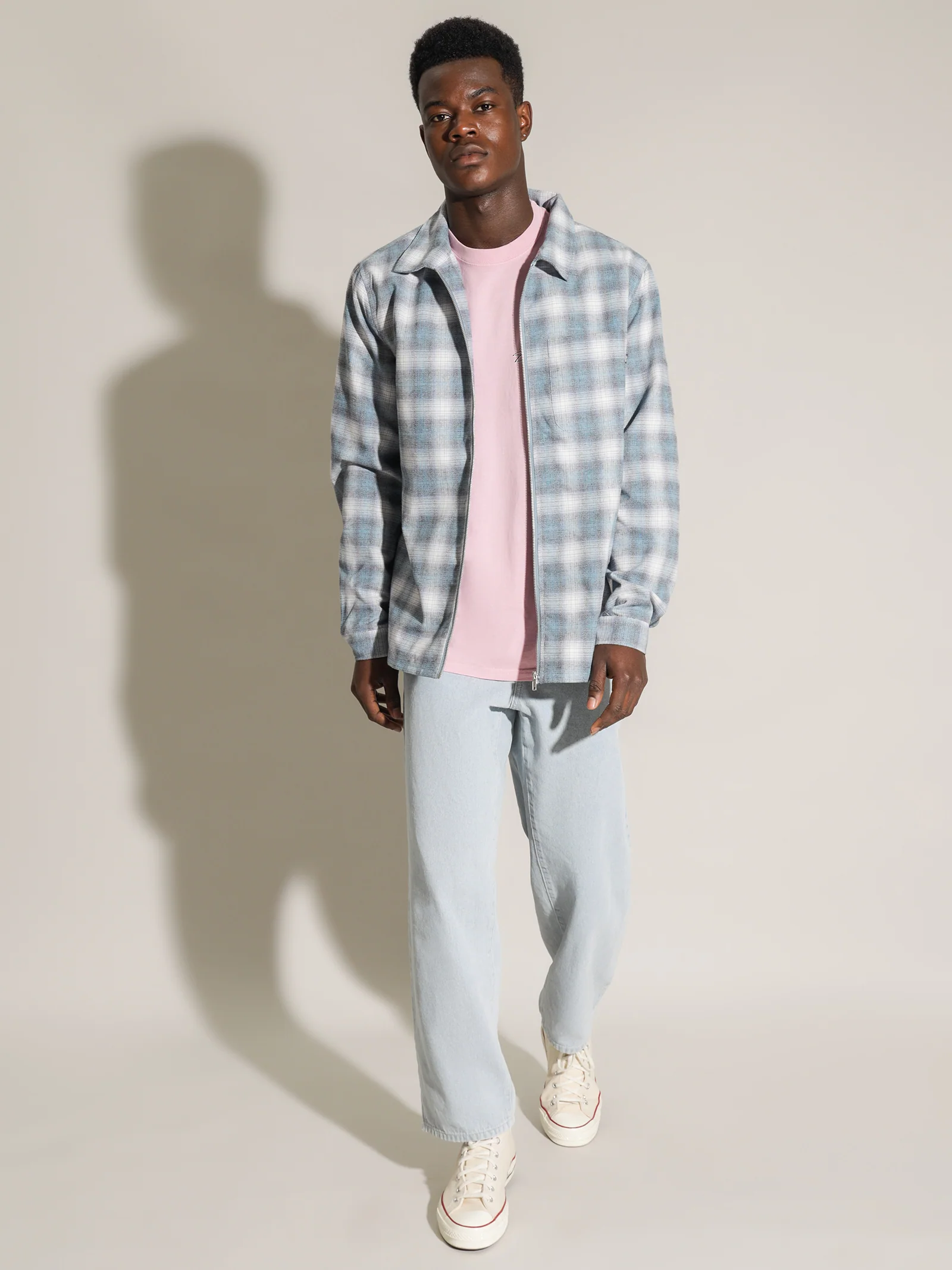 Check Long Sleeve Zip Up - Image 4