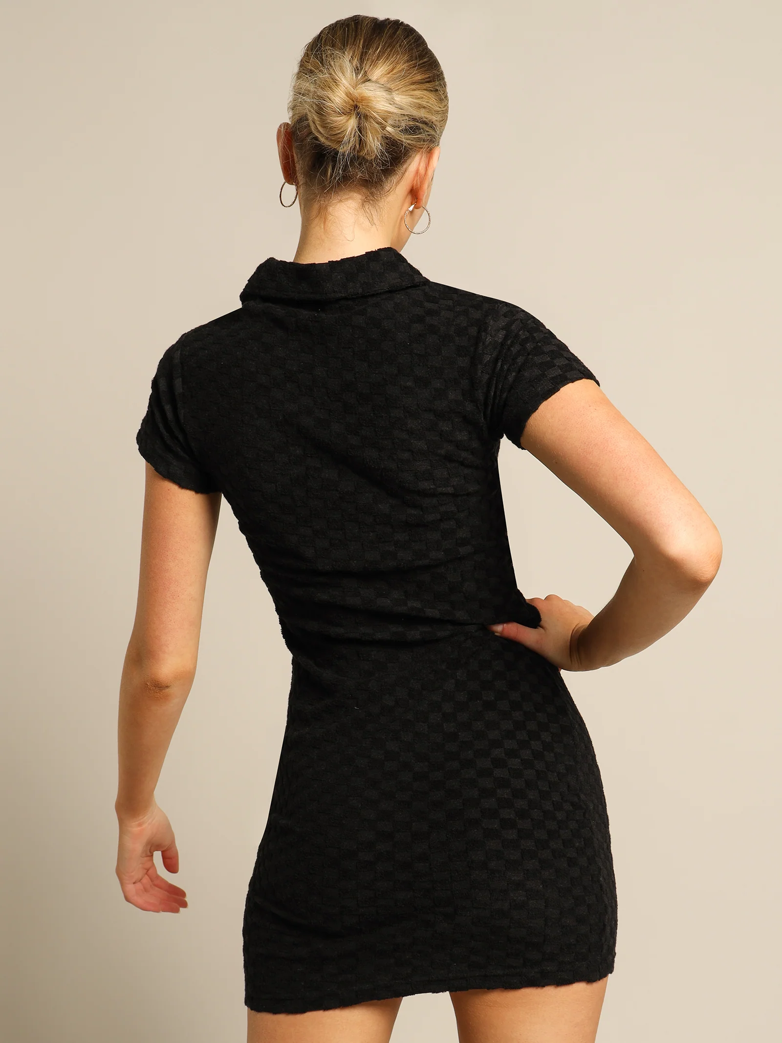 Check Terry Zip Dress - Image 6