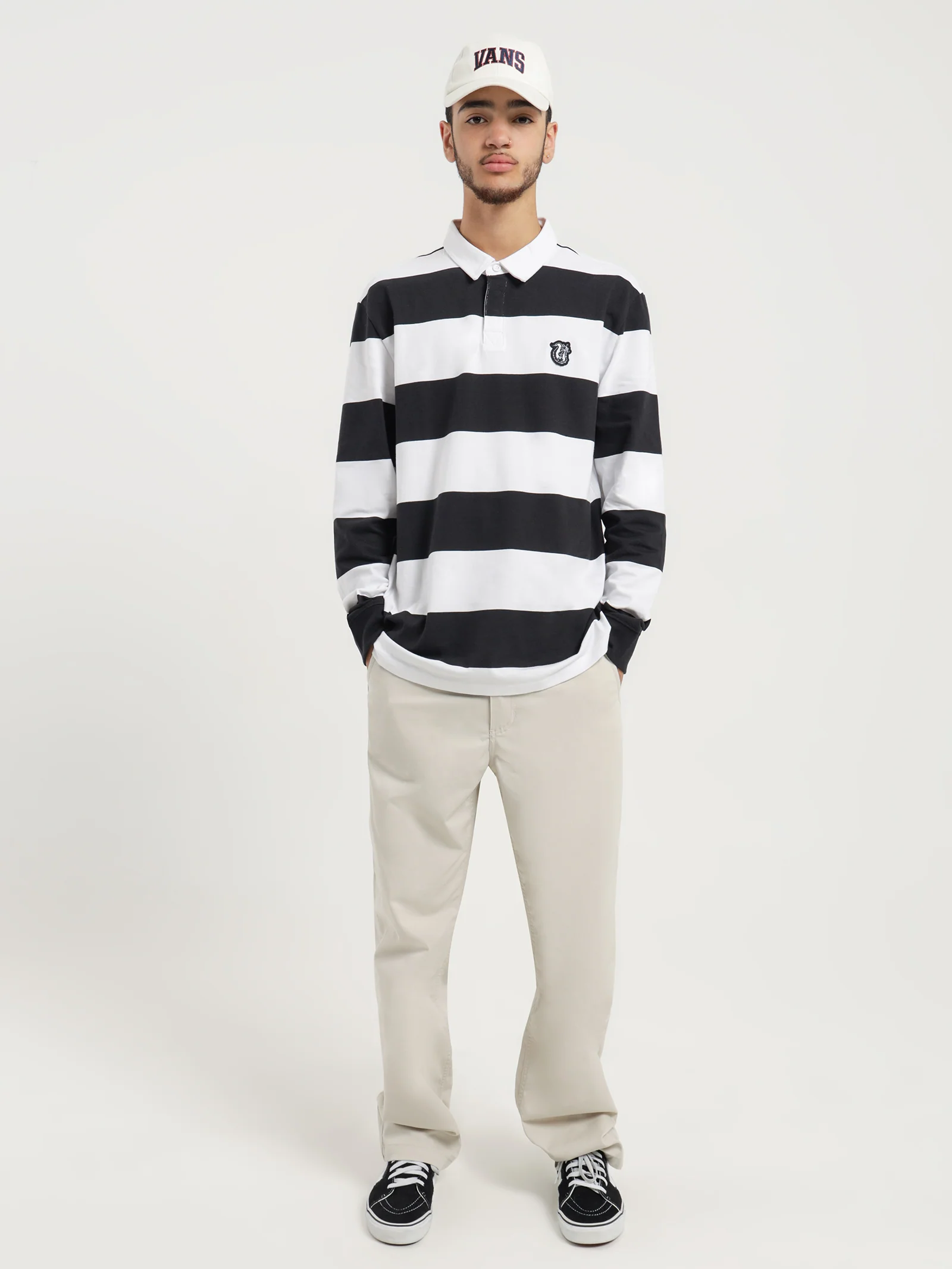 Checkerboard Research Long Sleeve Polo Shirt - Image 2