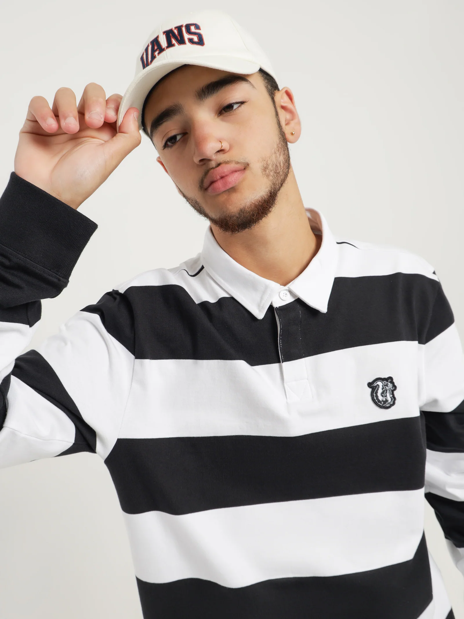 Checkerboard Research Long Sleeve Polo Shirt - Image 3
