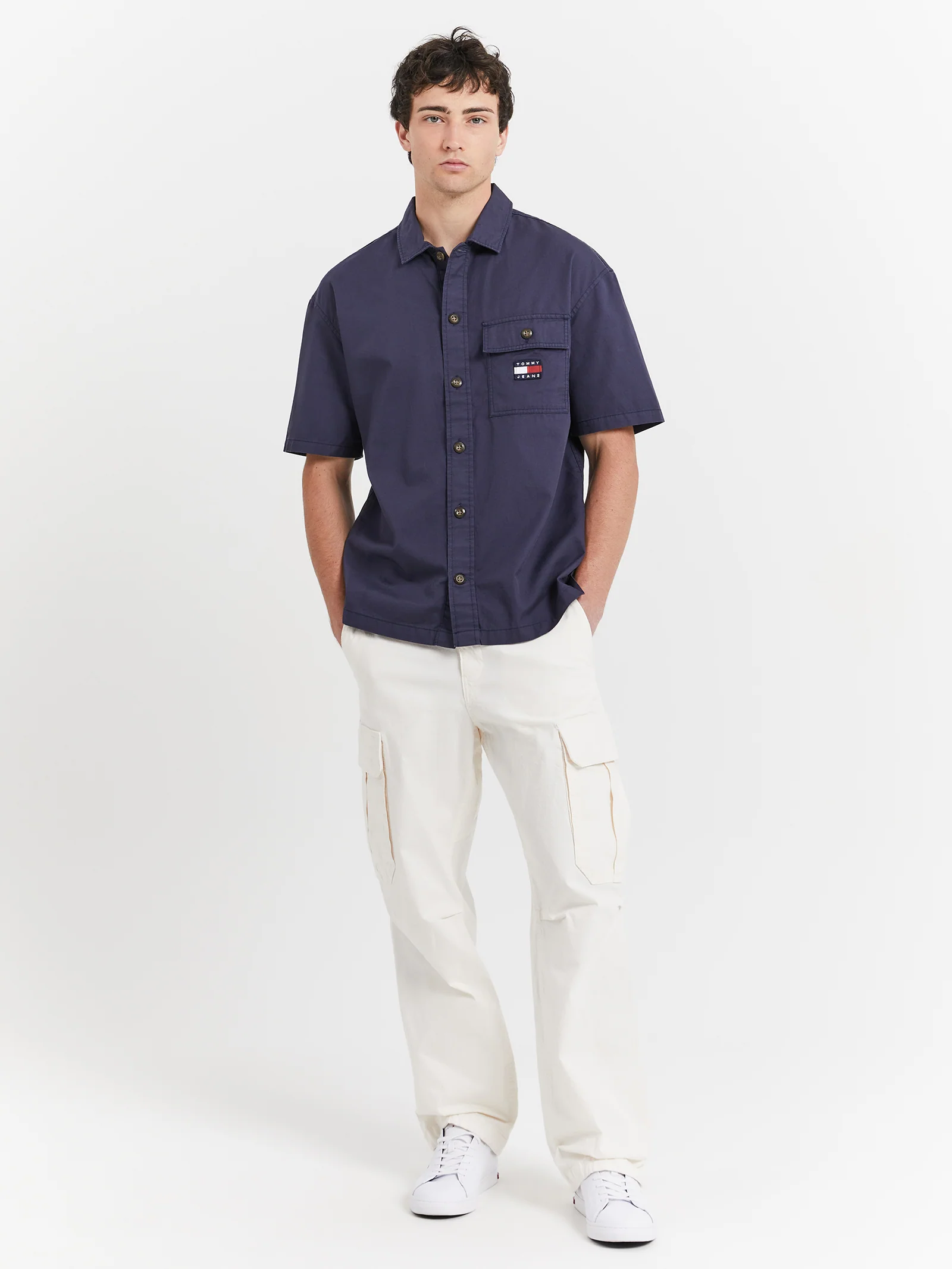 Classic Solid Short Sleeve Overshirt - Image 2