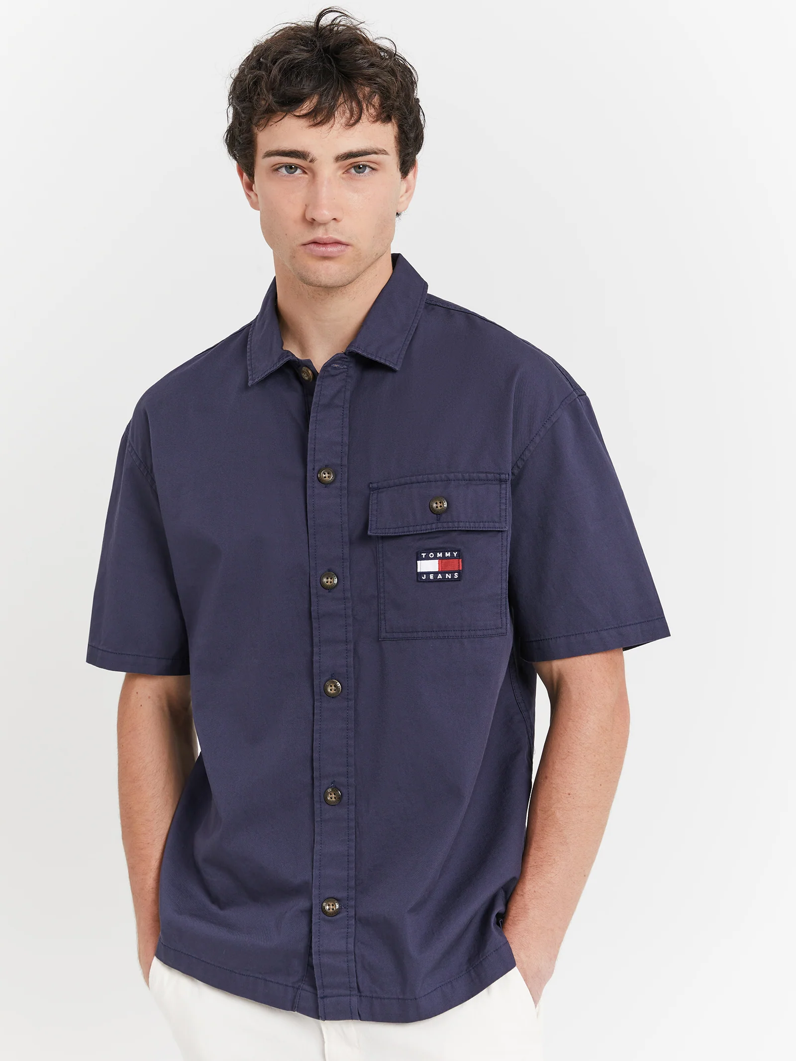 Classic Solid Short Sleeve Overshirt - Image 3