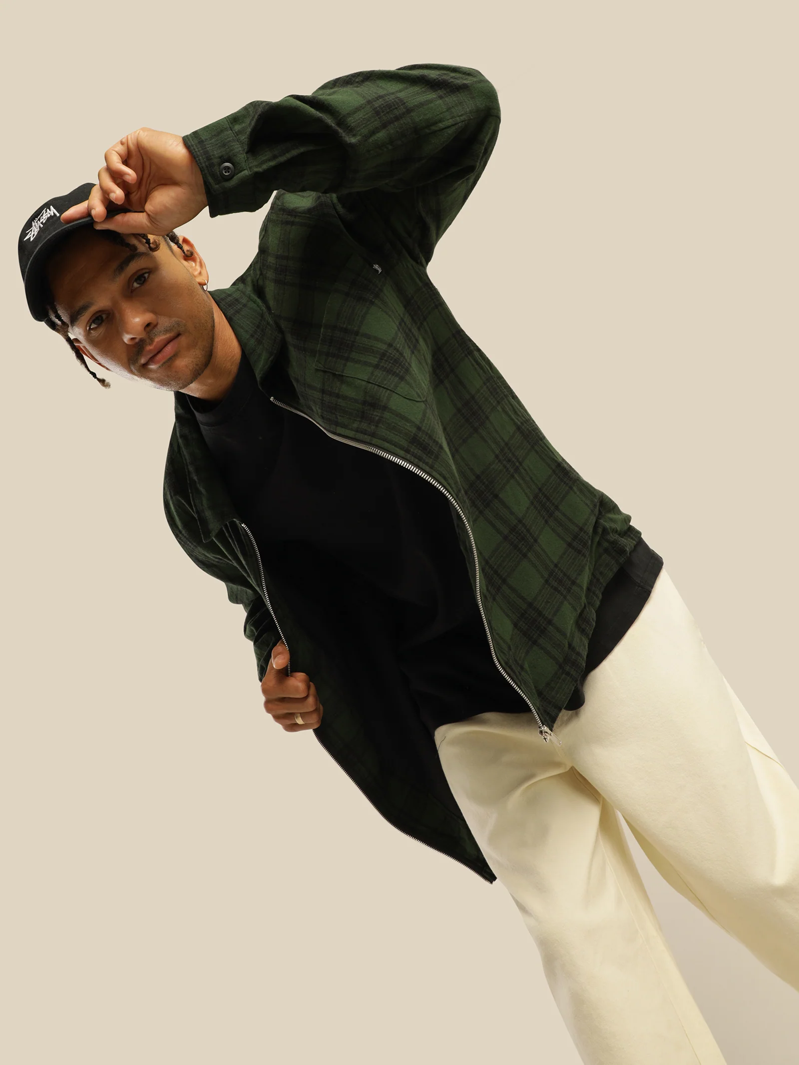 Classic Zip Up Plaid Shirt Jacket - Image 2