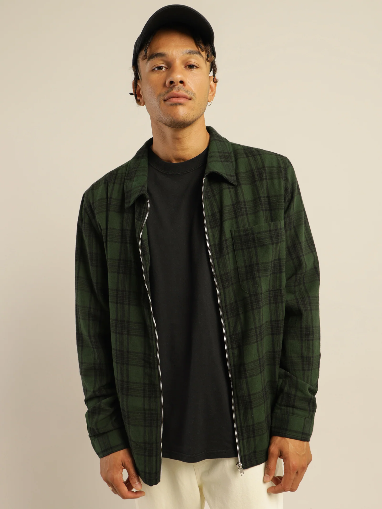 Classic Zip Up Plaid Shirt Jacket - Image 4