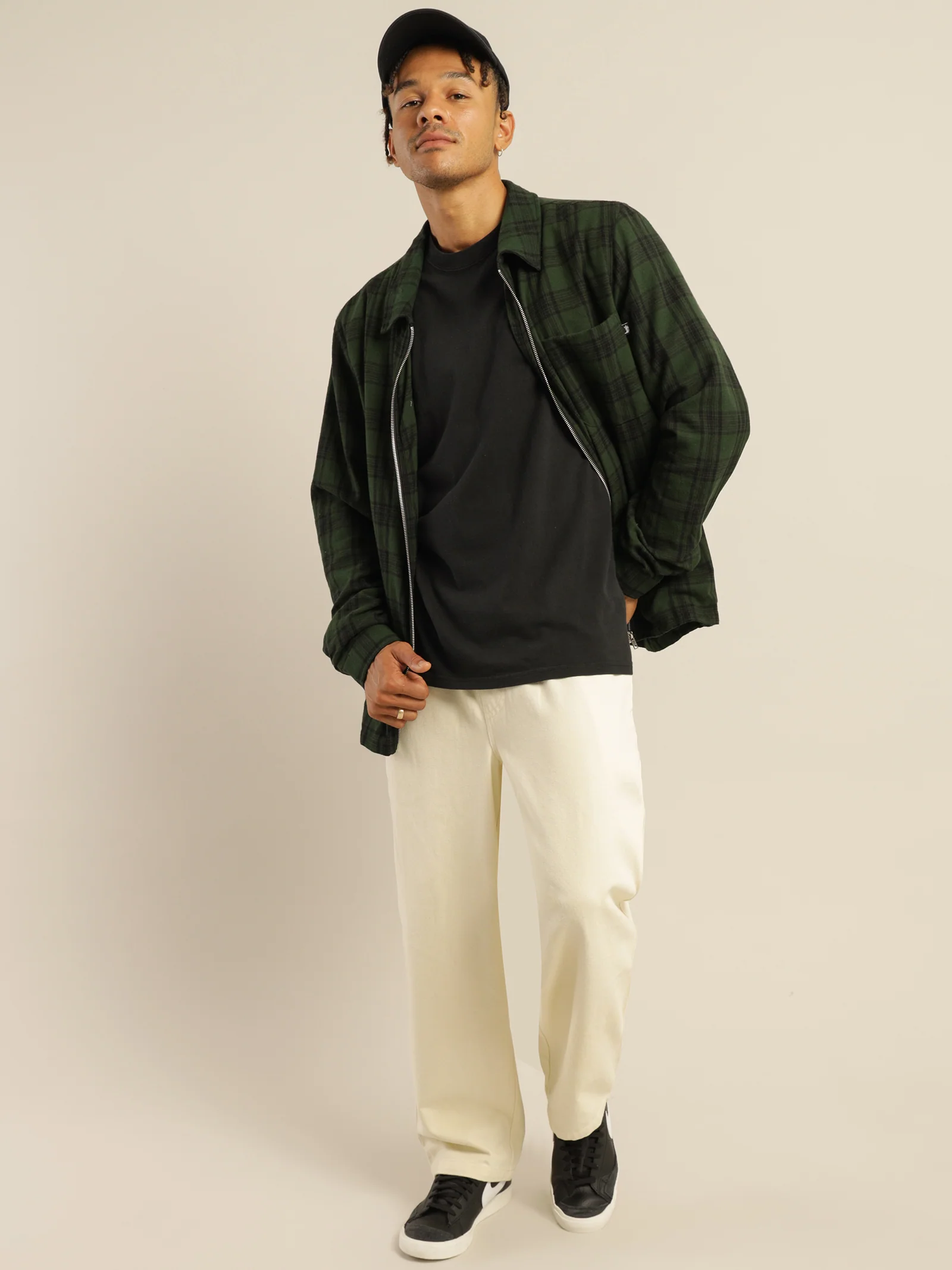 Classic Zip Up Plaid Shirt Jacket - Image 5