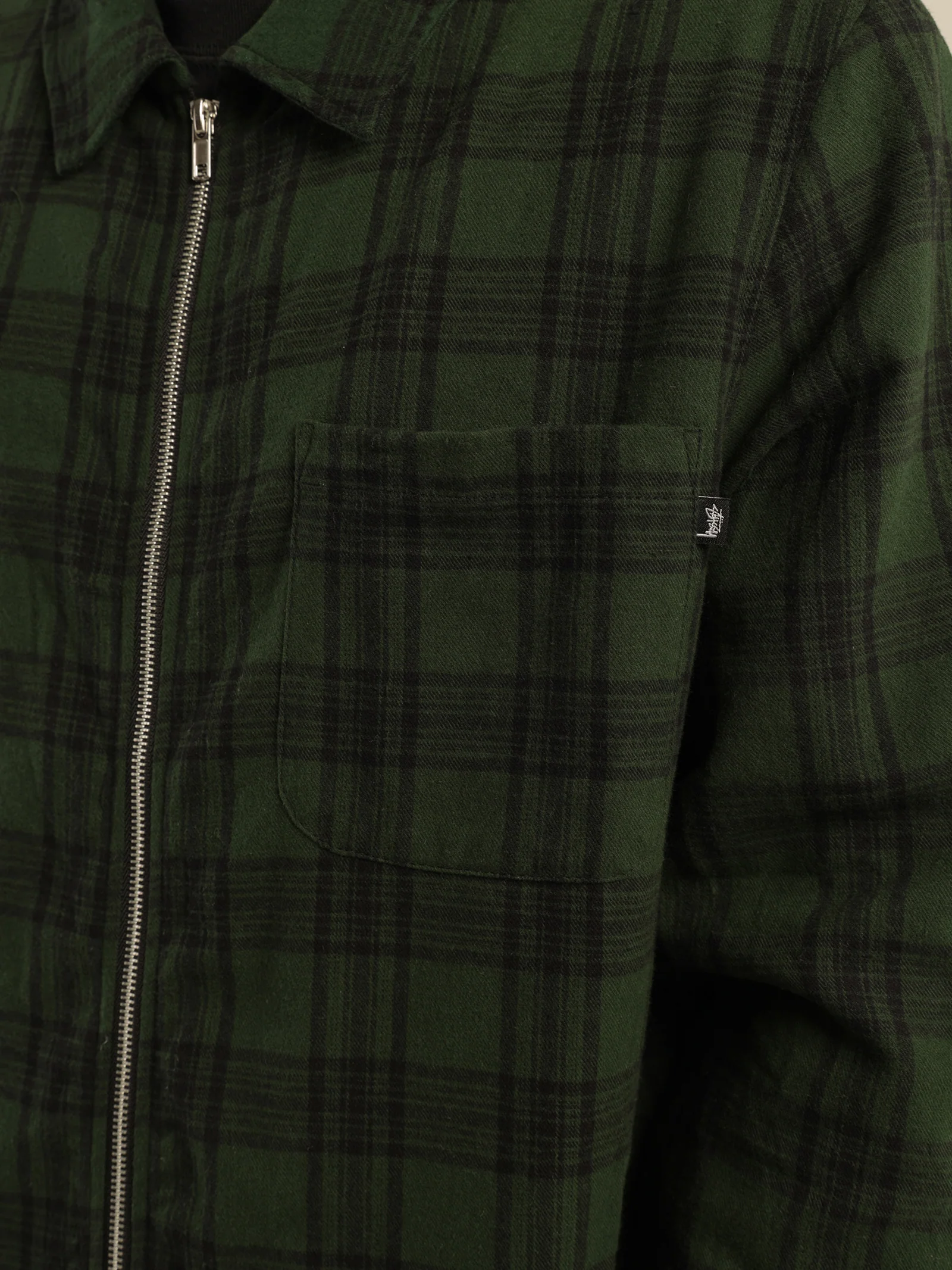 Classic Zip Up Plaid Shirt Jacket - Image 6