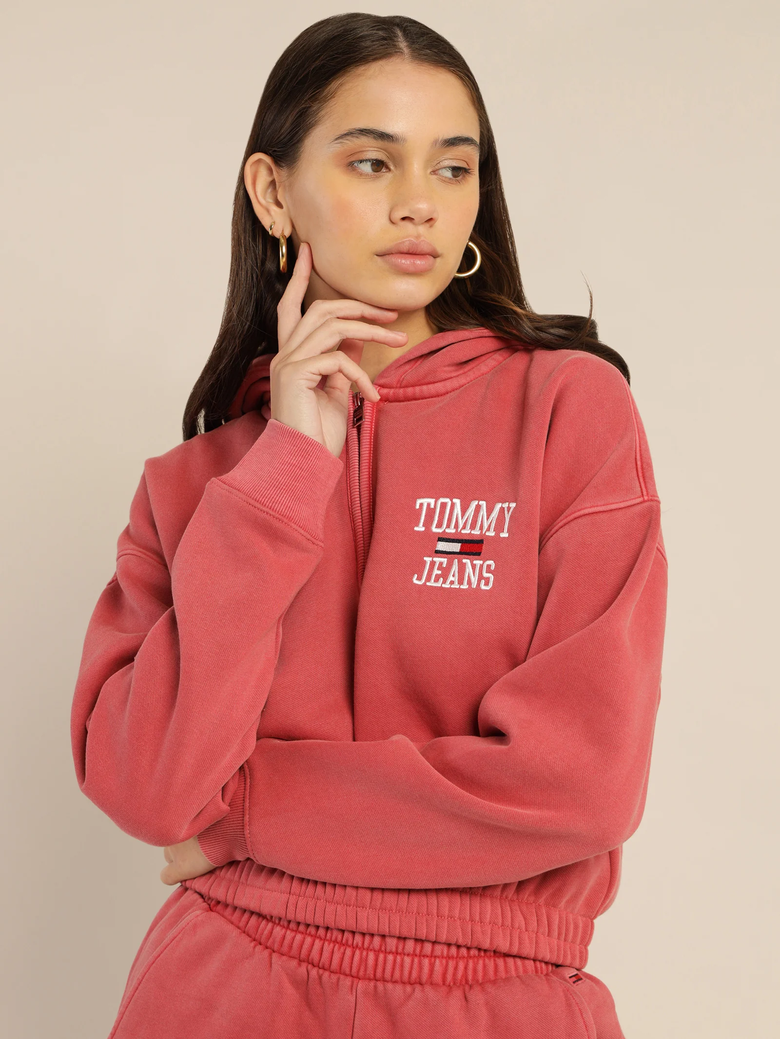 College Cropped Quarter-Zip Hoodie - Image 2