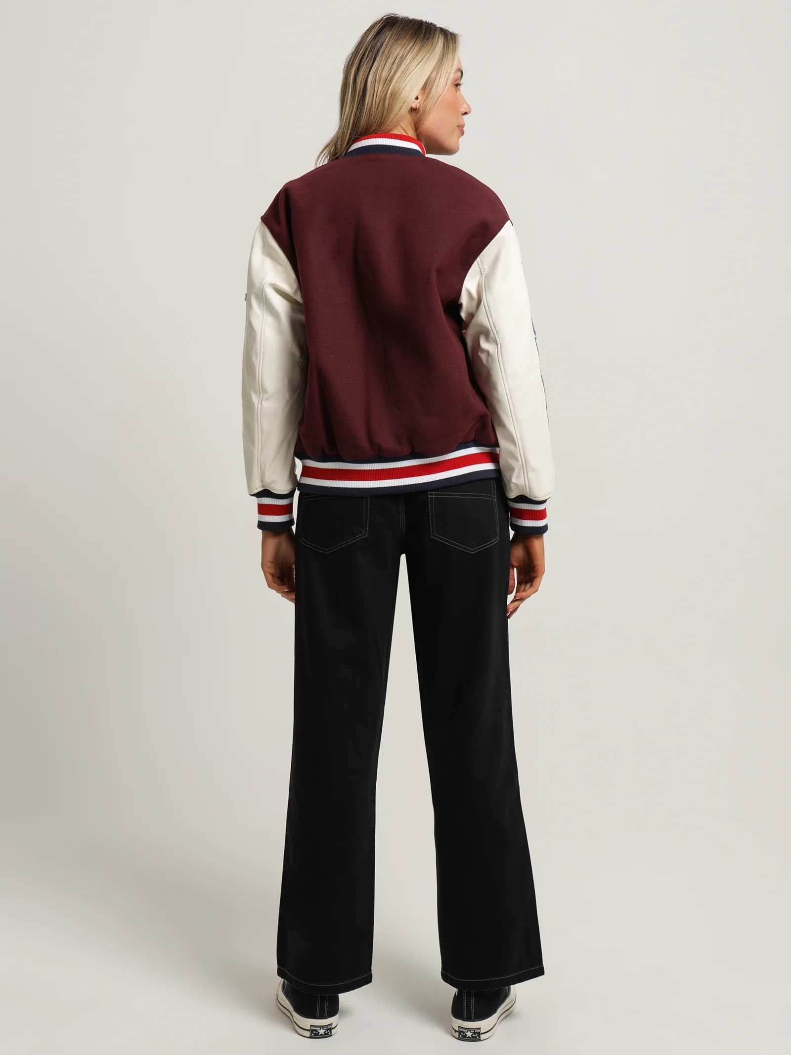 College Oversized Fit Letterman Jacket - Image 6