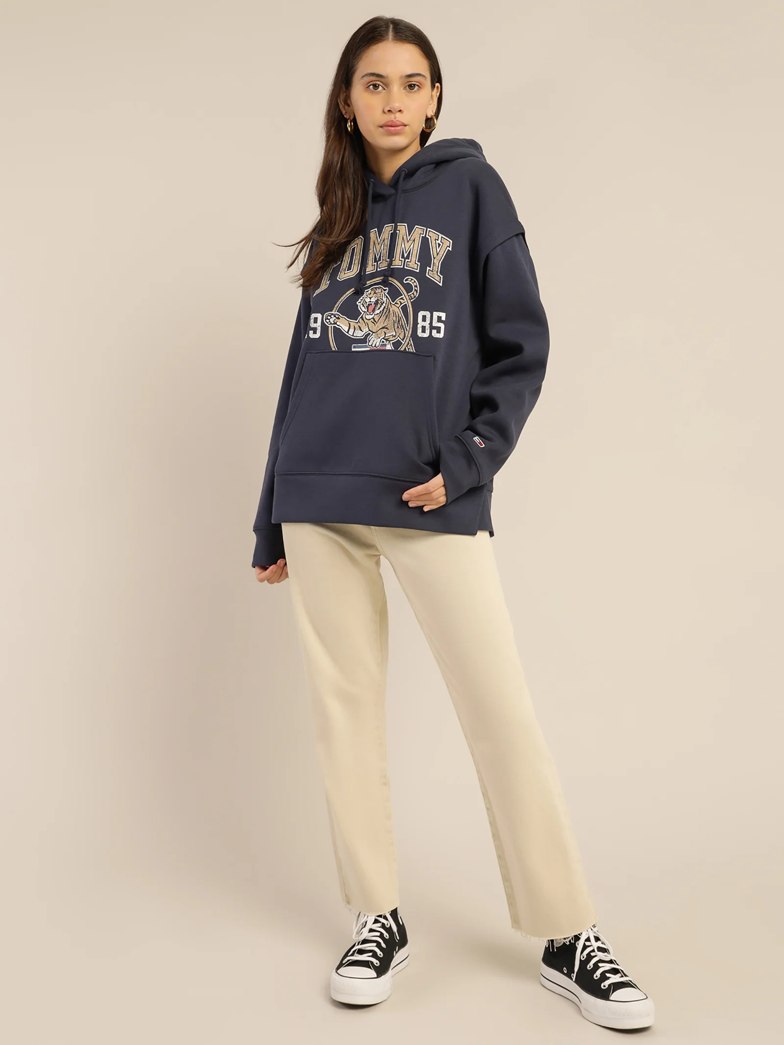 College Tiger Logo Relaxed Hoodie - Image 3