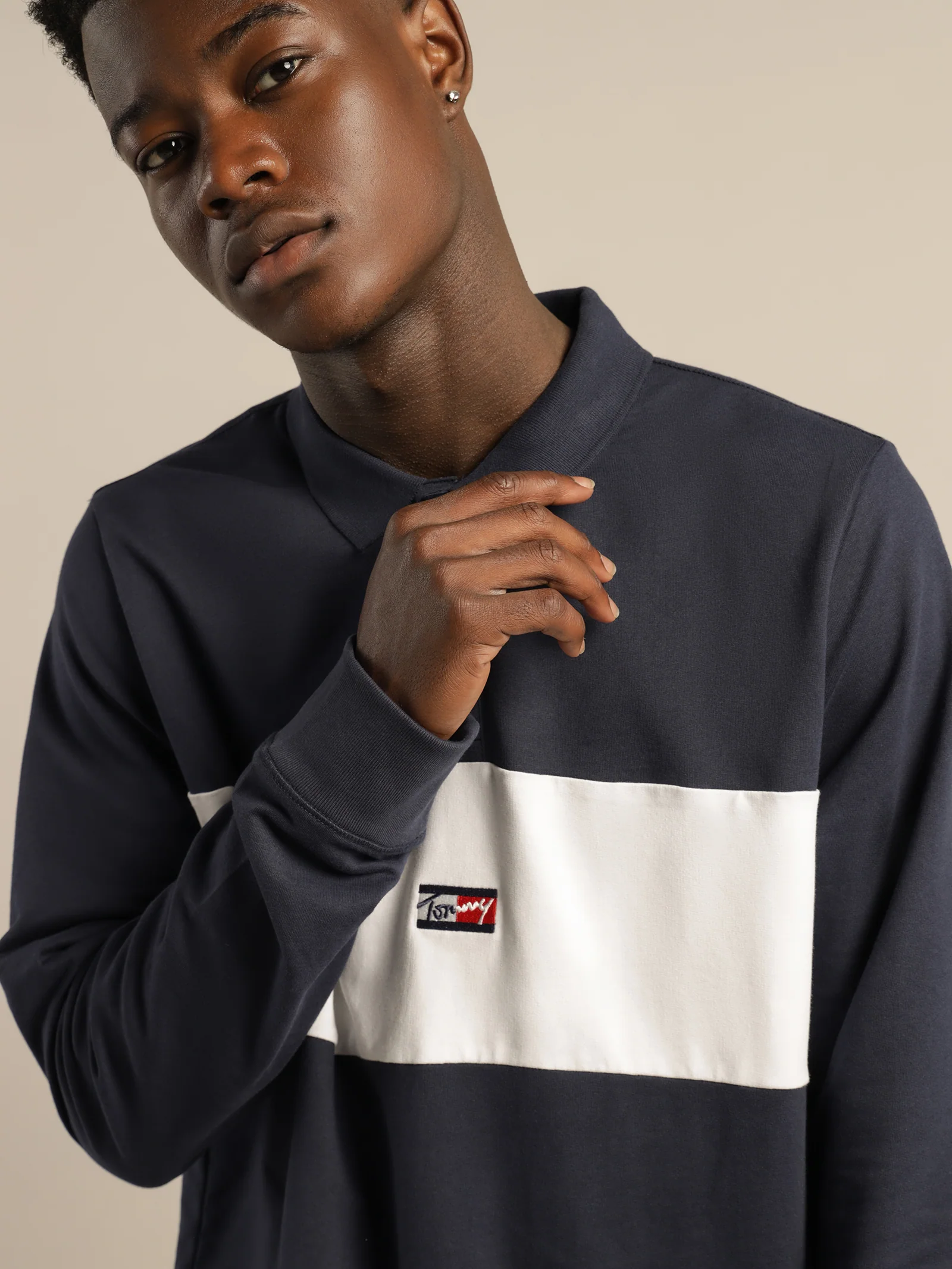 Colour Block Long Sleeve Regular Fit Polo - Image 5