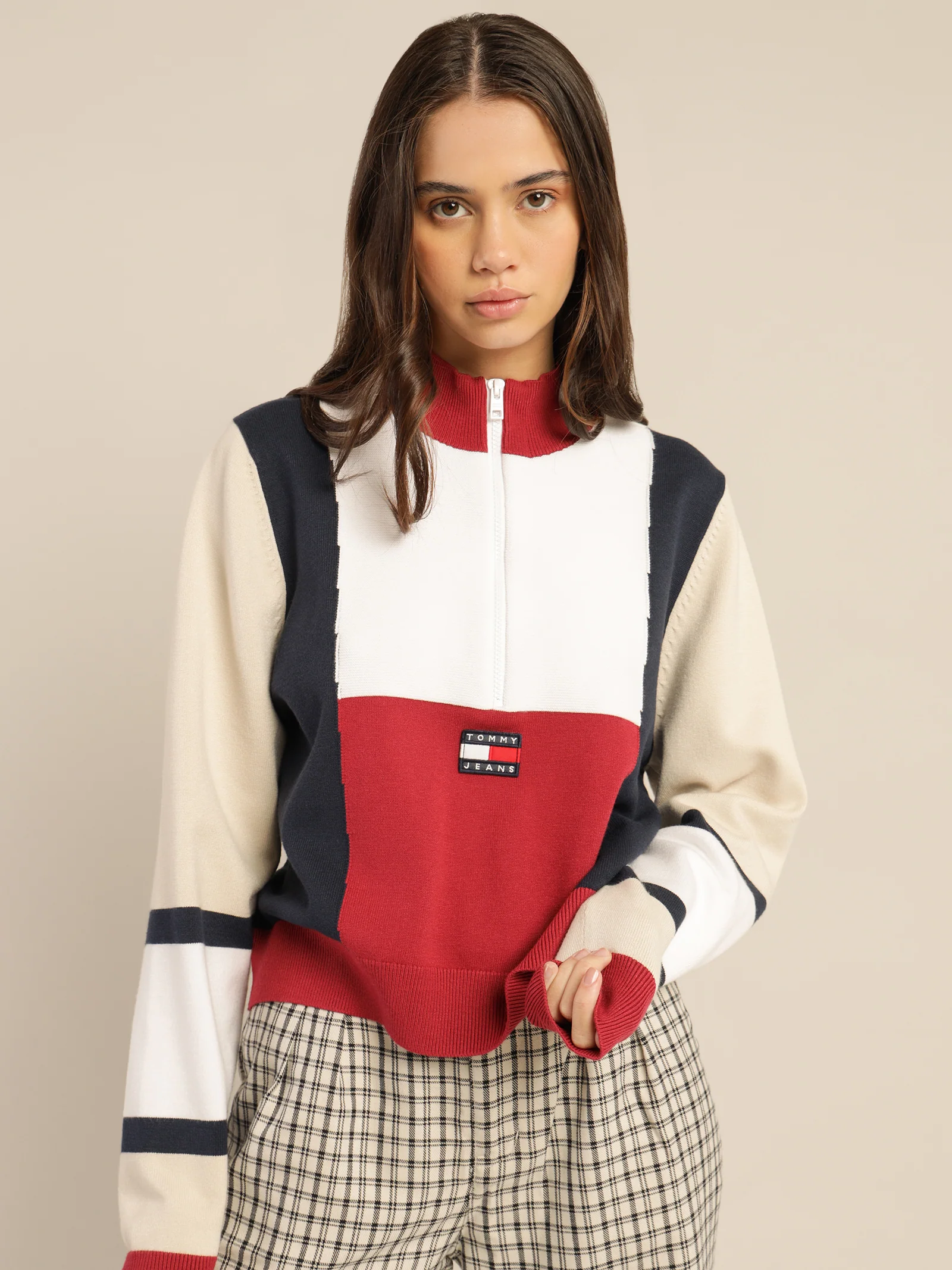 Colour-Blocked Half-Zip Jumper - Image 2