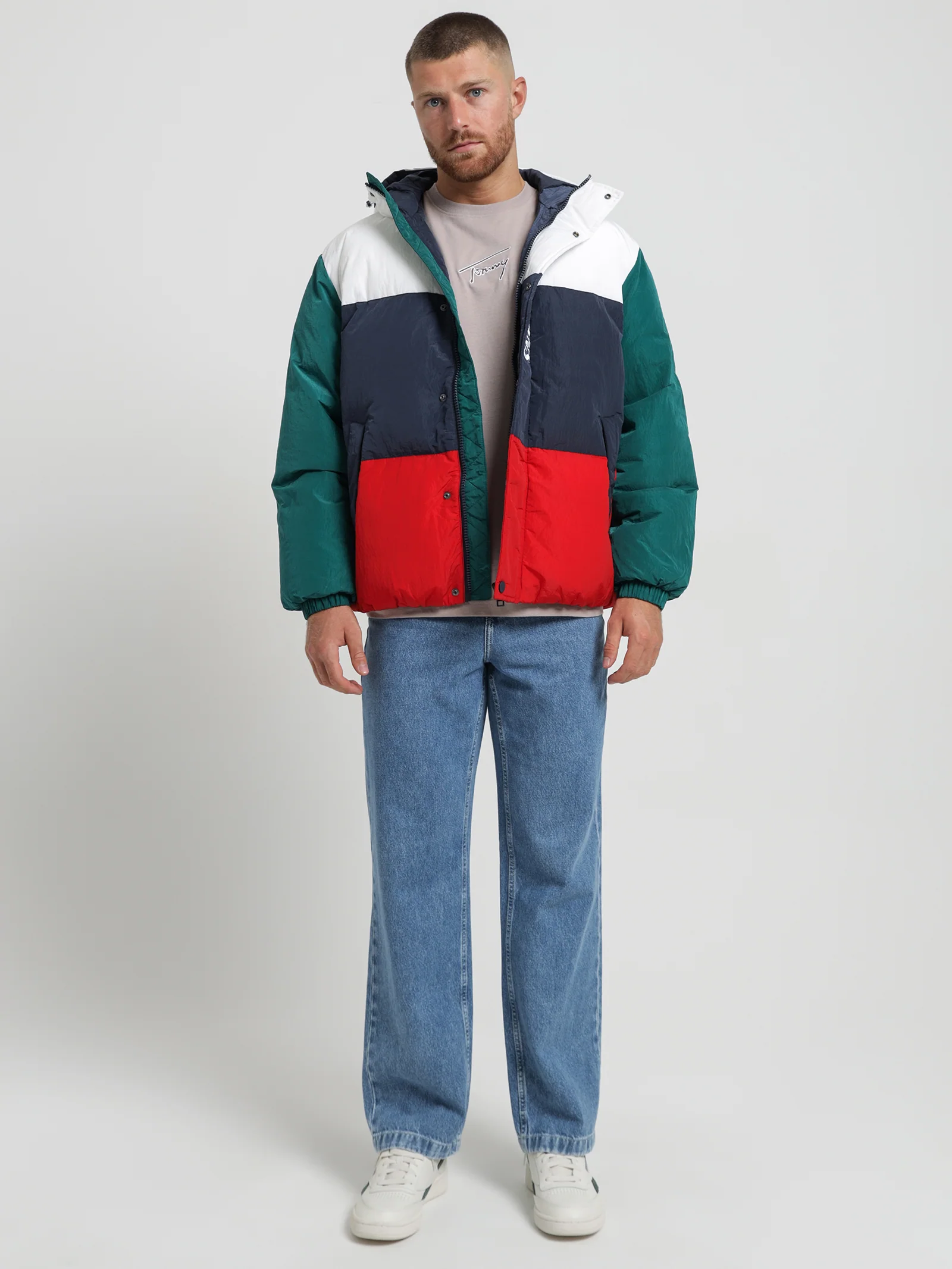 Colour-Blocked Oversized Hooded Puffer Jacket - Image 4