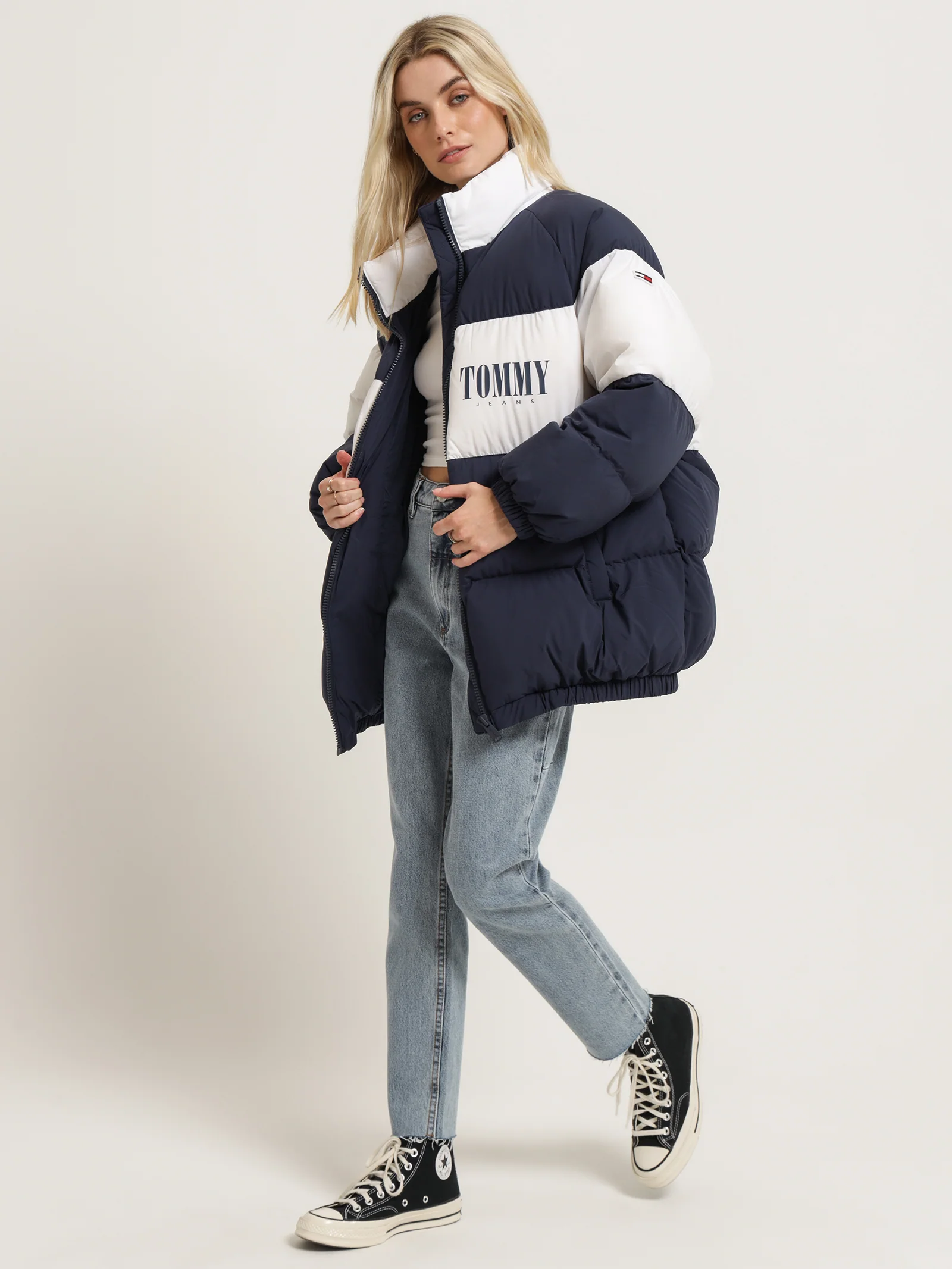 Colour-Blocked Oversized Puffer Coat - Image 2