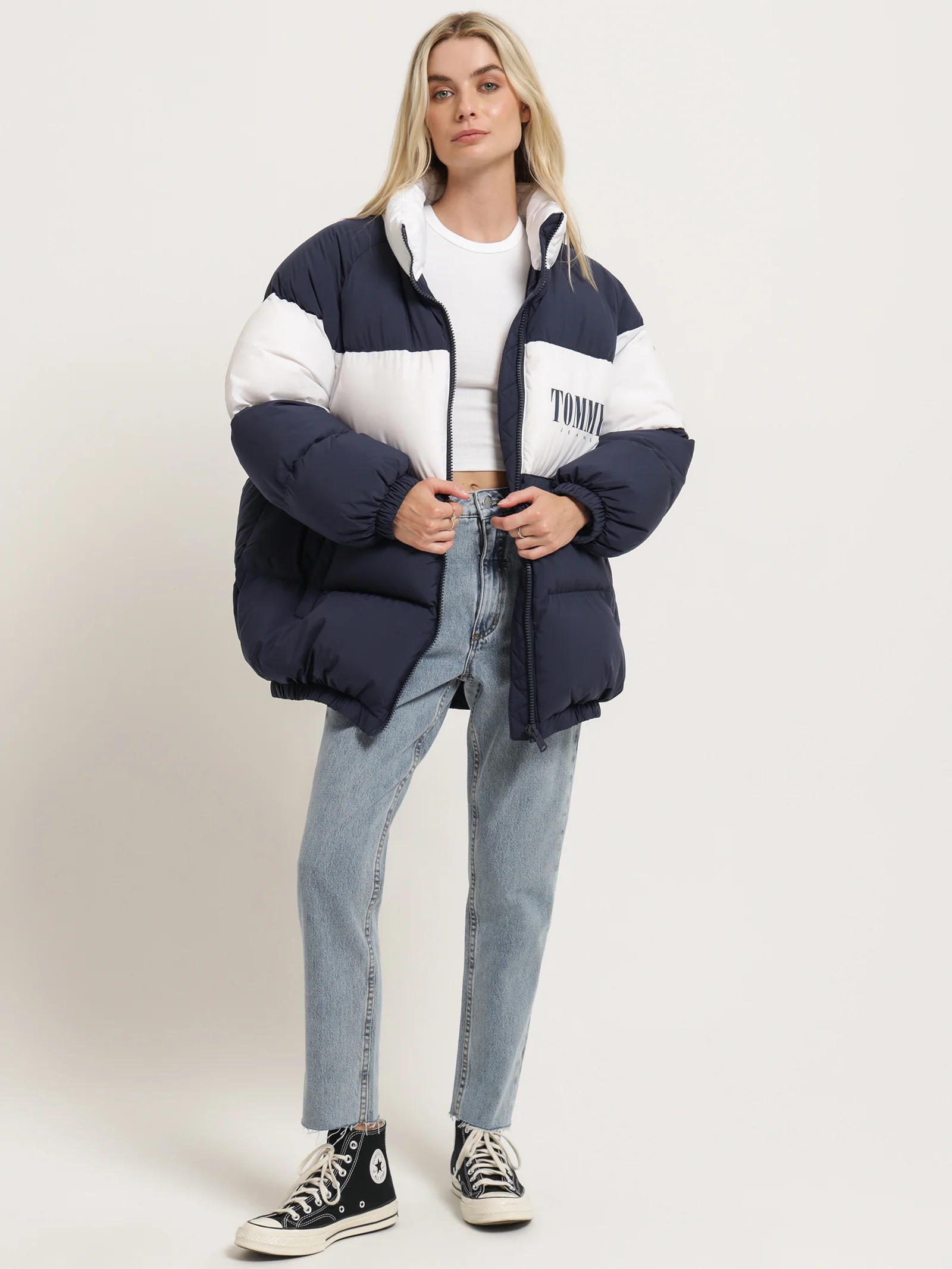 Colour-Blocked Oversized Puffer Coat - Image 3