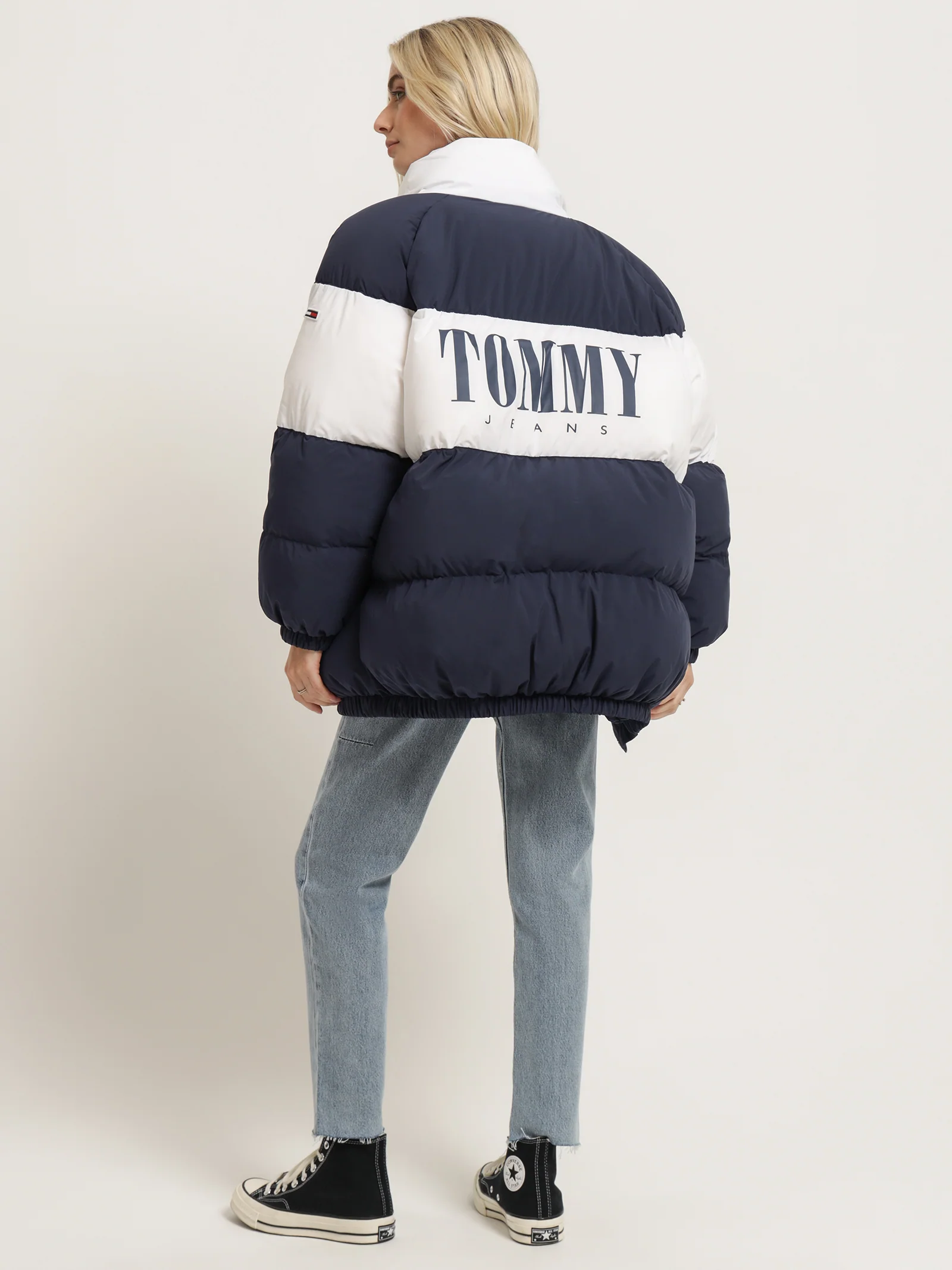 Colour-Blocked Oversized Puffer Coat - Image 5