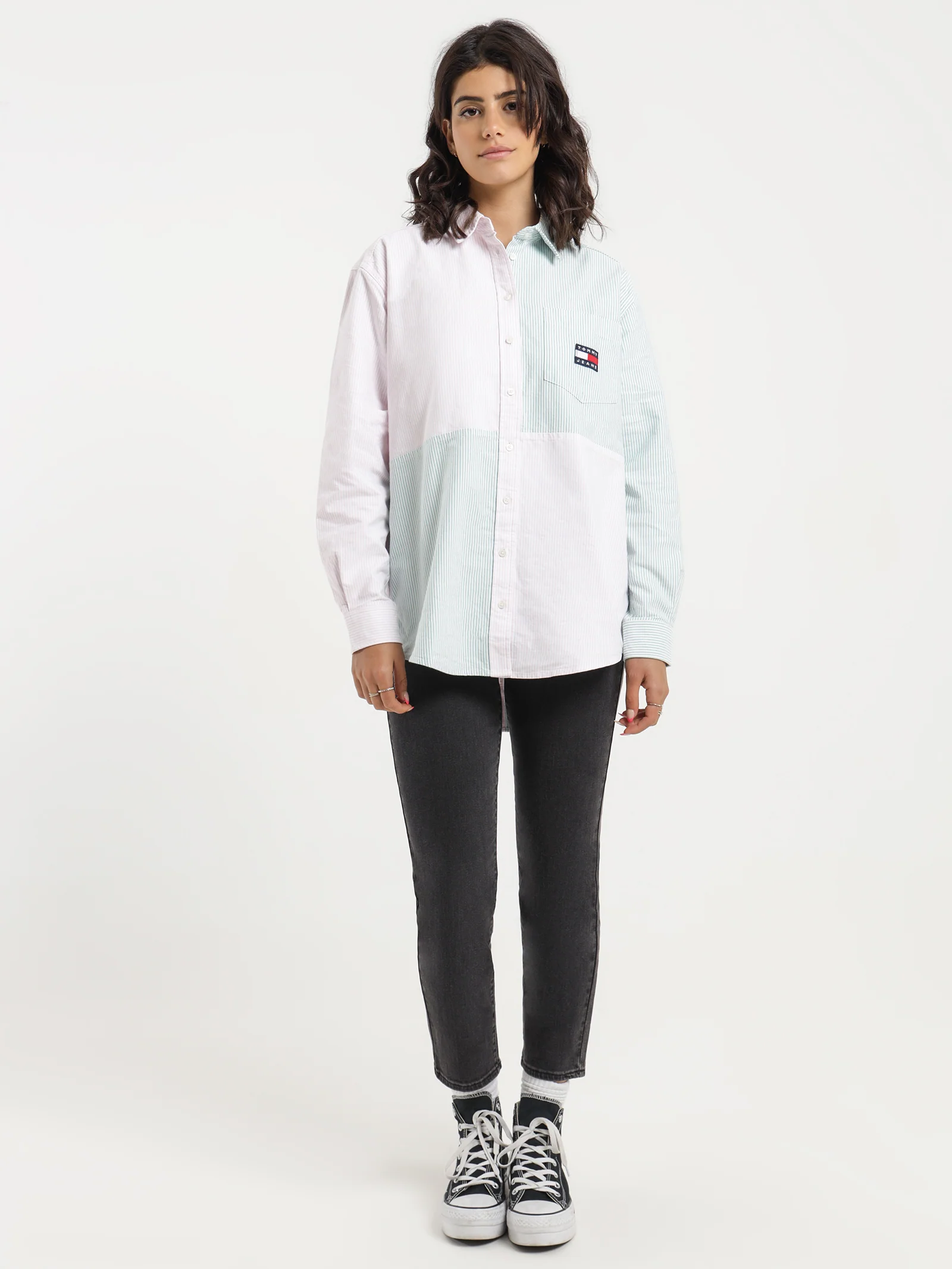 Colourblock Stripe Boyfriend Shirt - Image 3